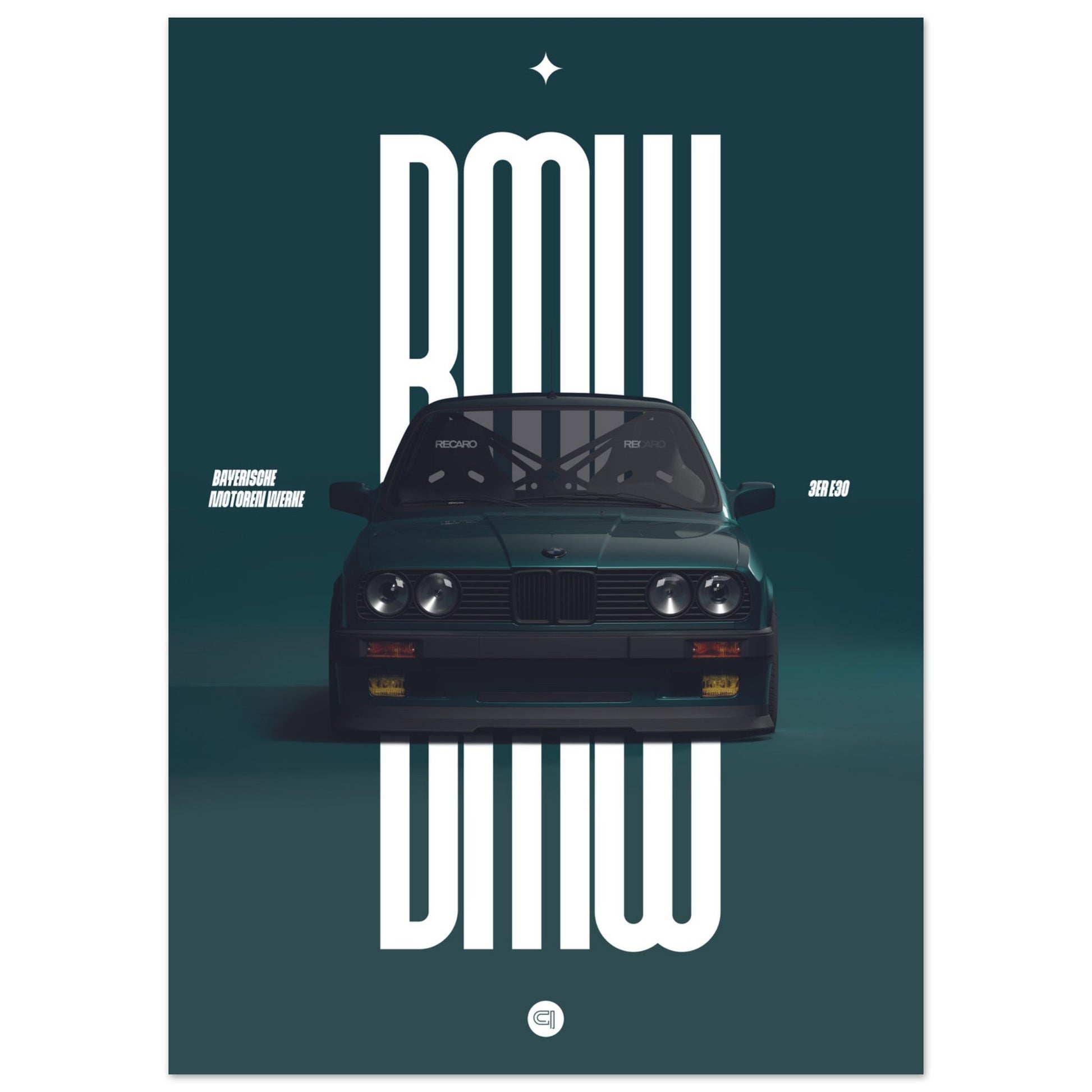 Car Poster - BMW E30 - Green