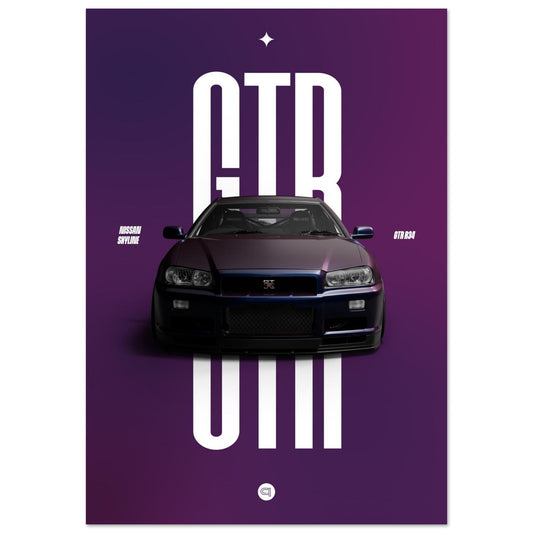 Car Poster - Nissan Skyline GTR R34 - Midnight Purple