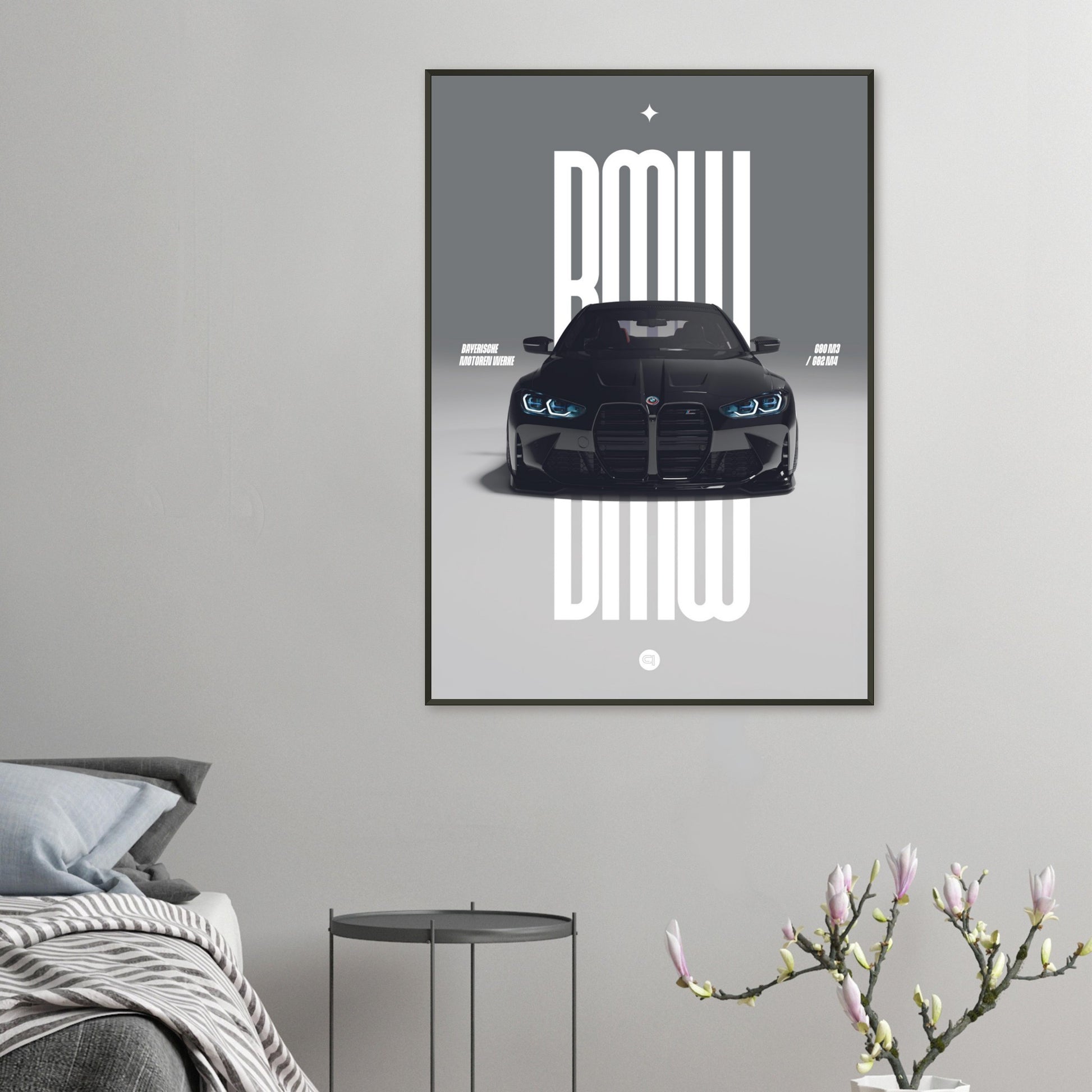 Framed Car Poster - BMW G80 M3 / G82 M4 Bumper - Black