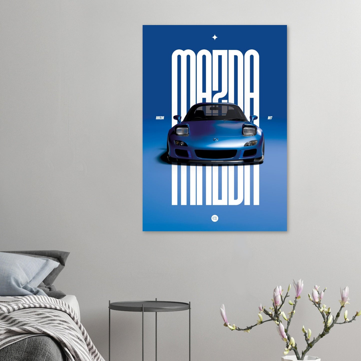 Car Poster - Mazda RX7 - Blue Pop up