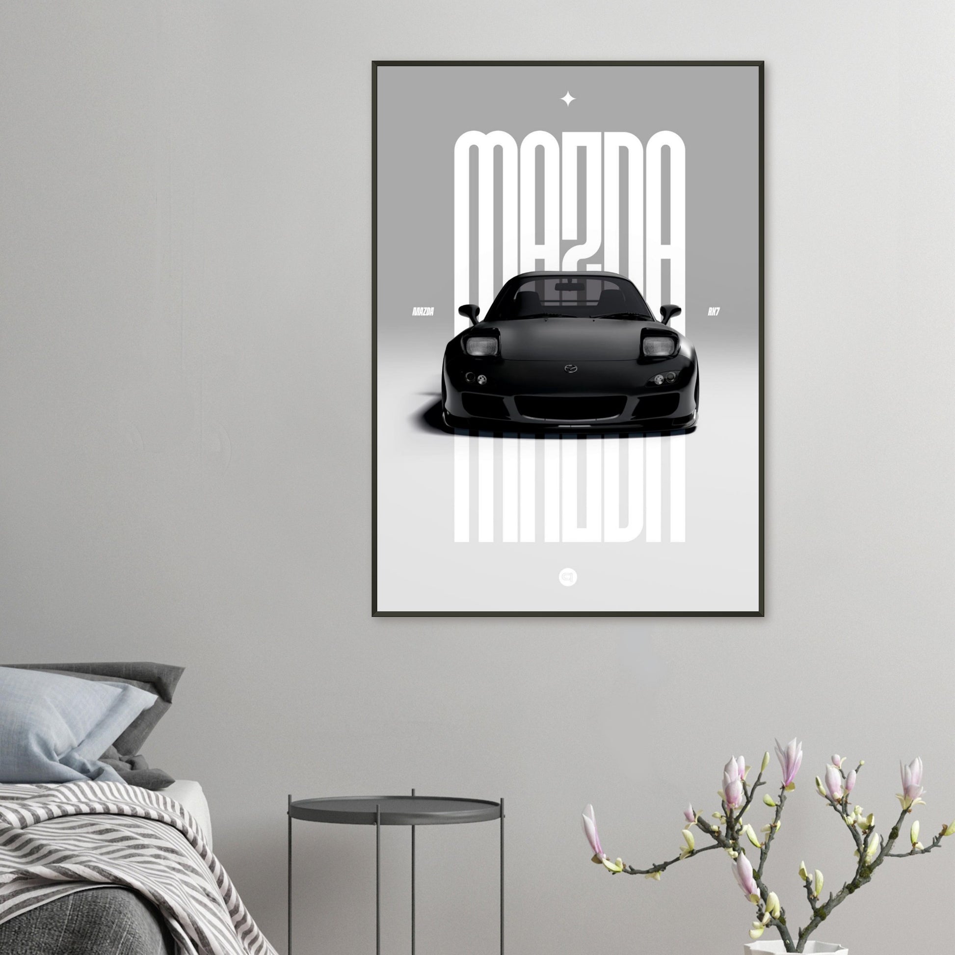 Framed Car Poster - Mazda RX7 - Black Pop up