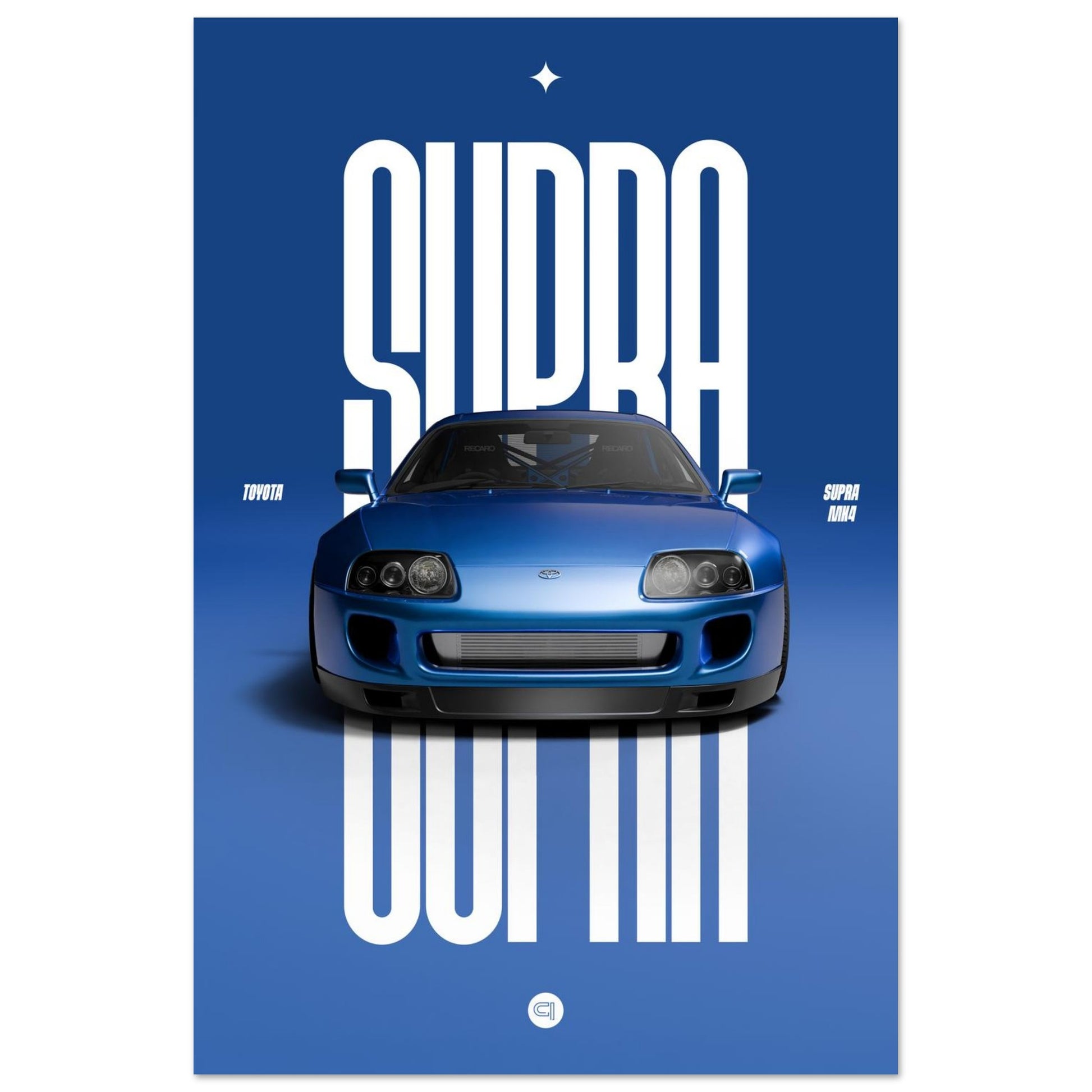 Car Poster - Toyota Supra MK4 - Blue