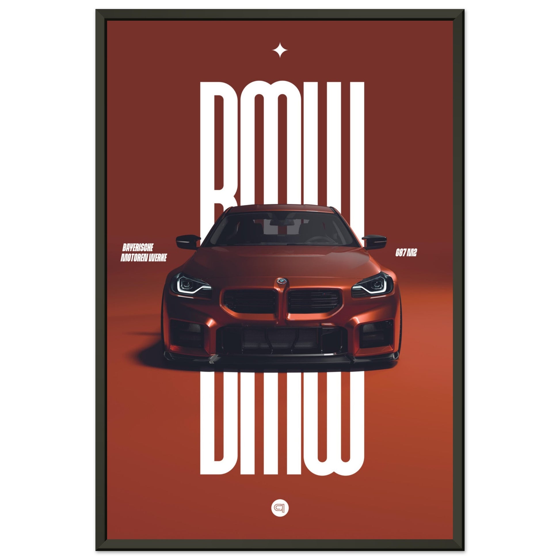 Framed Car Poster - BMW G87 M2 - Orange