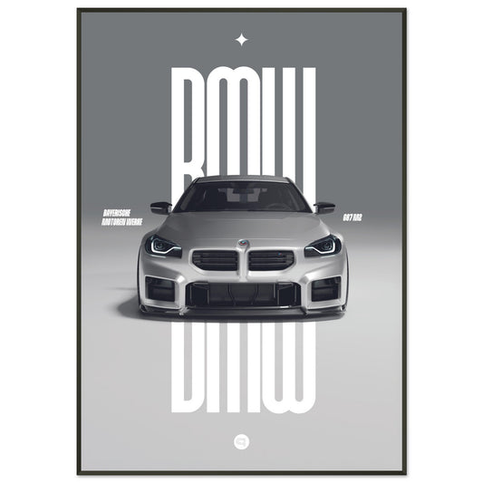 Framed Car Poster - BMW G87 M2 - White
