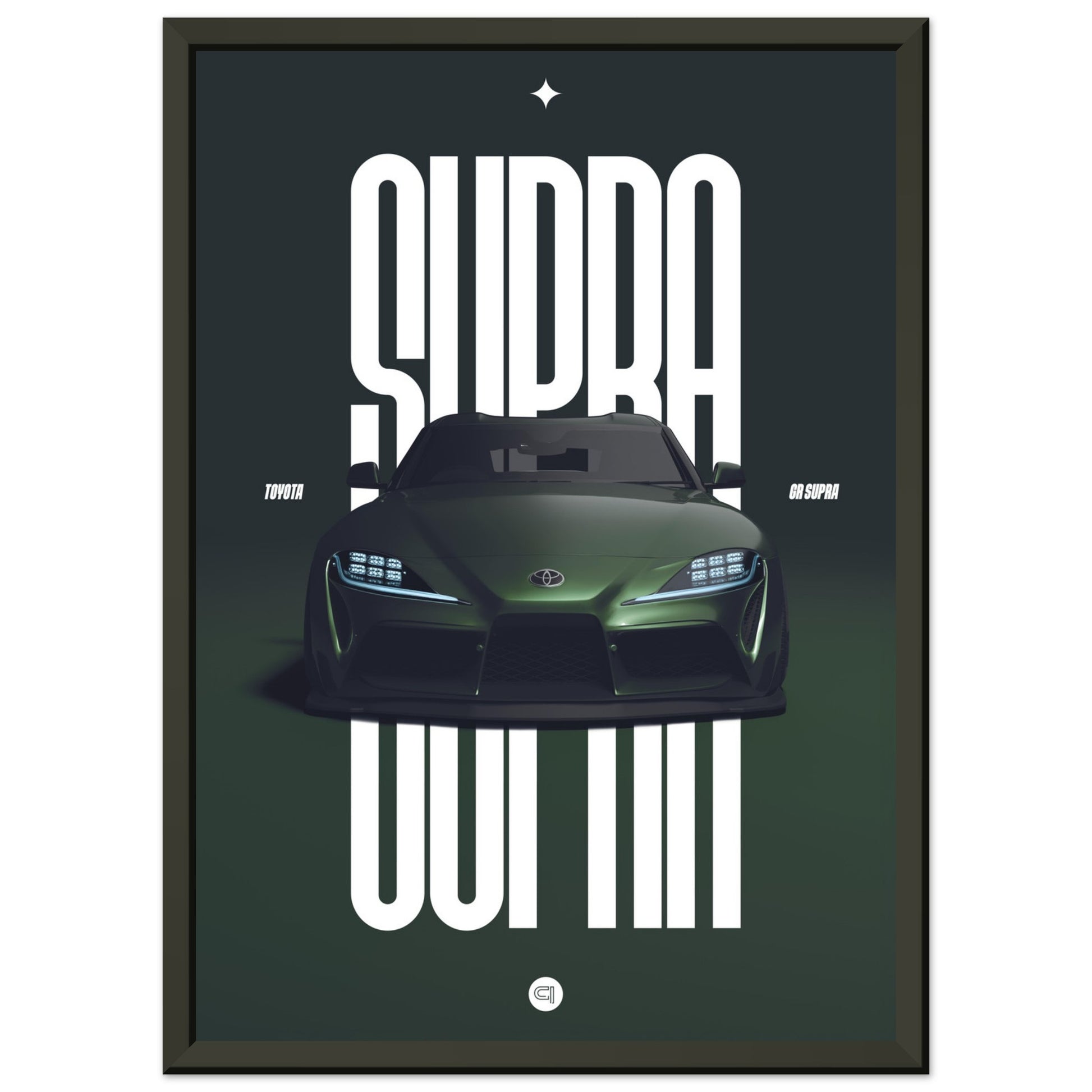 Framed Car Poster - Toyota GR Supra Bumper - Green