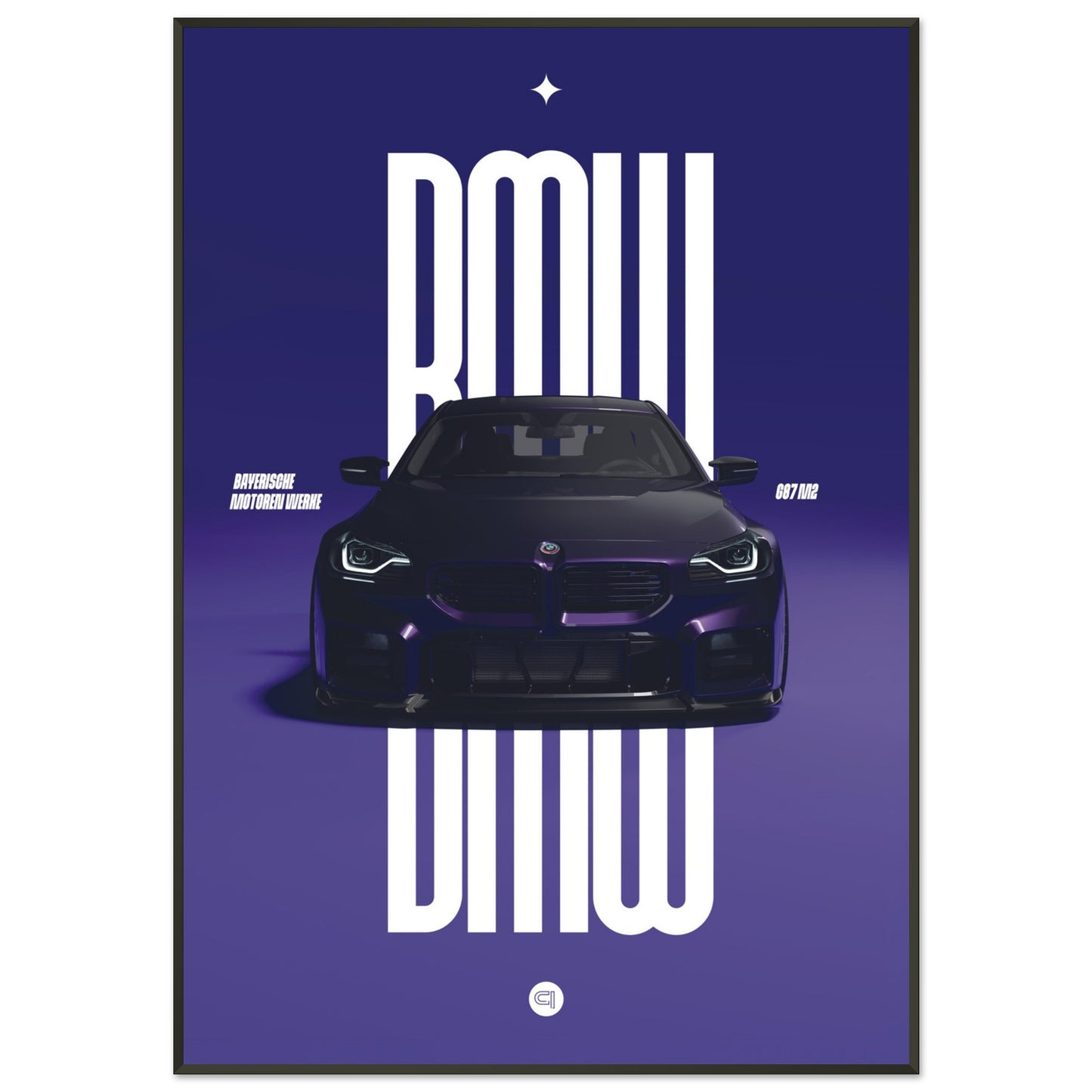 Framed Car Poster - BMW G87 M2 - Purble