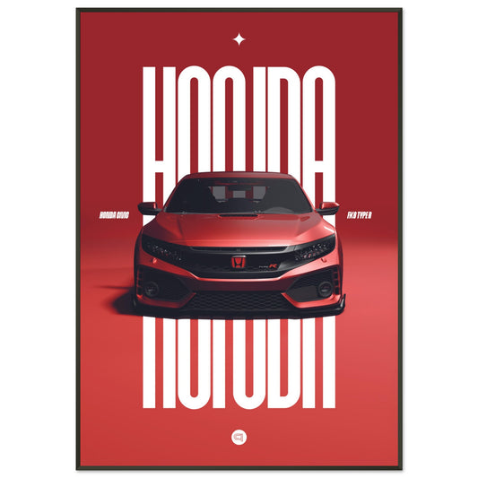 Framed Car Poster - Honda Civic FK8 Type R - Red