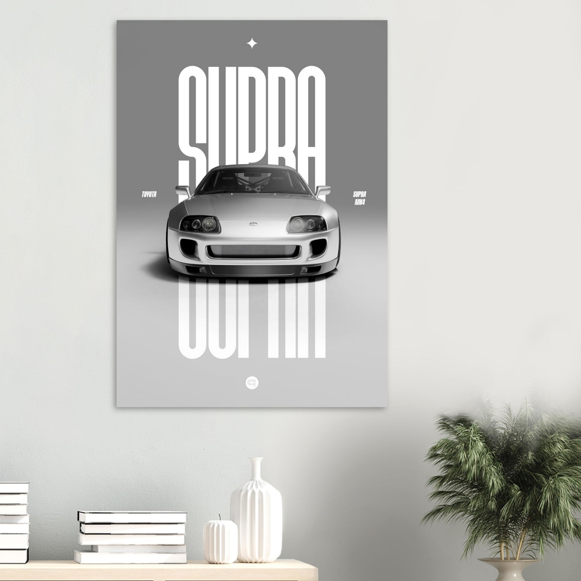 Car Poster - Toyota Supra MK4 - White