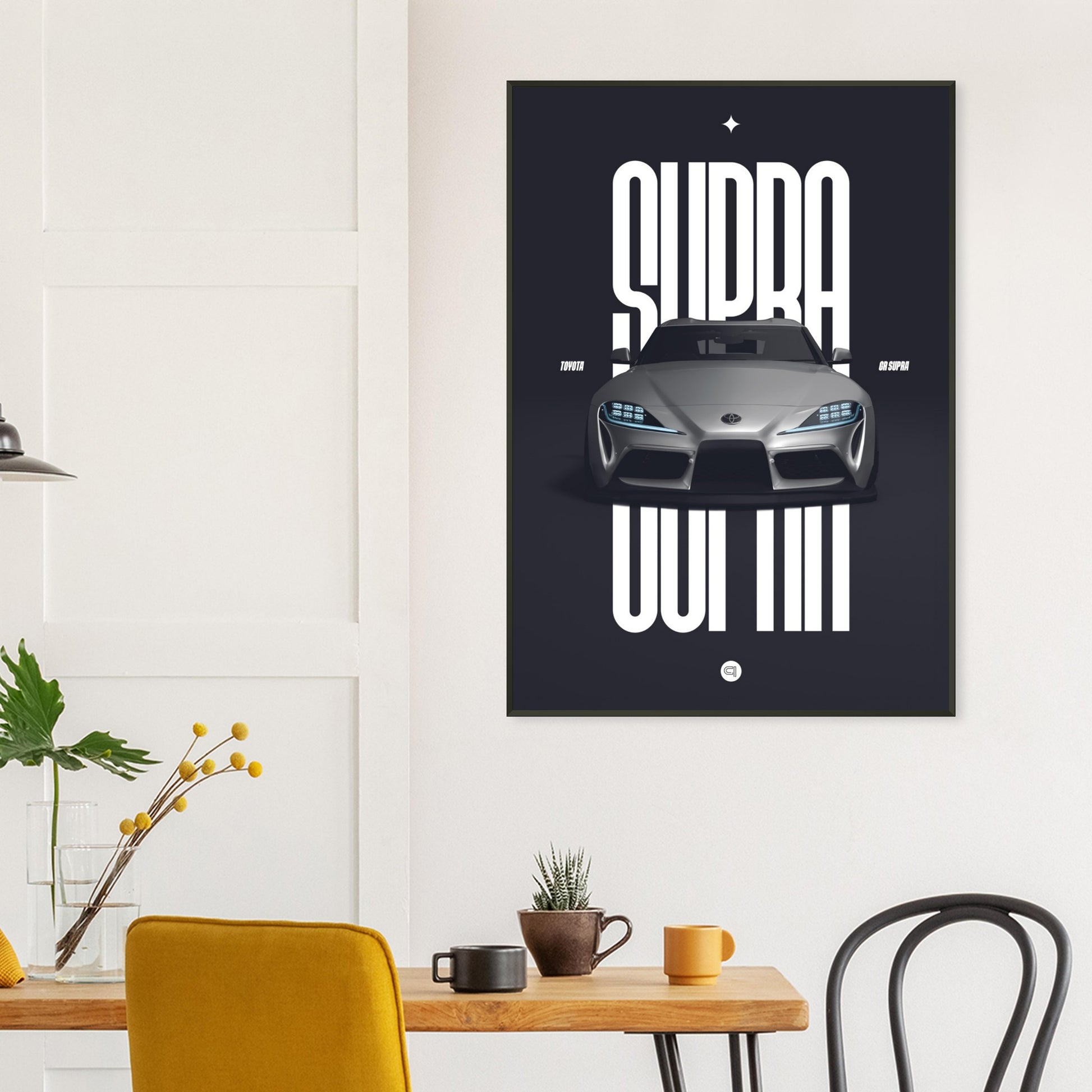 Framed Car Poster - Toyota GR Supra Bumper - White