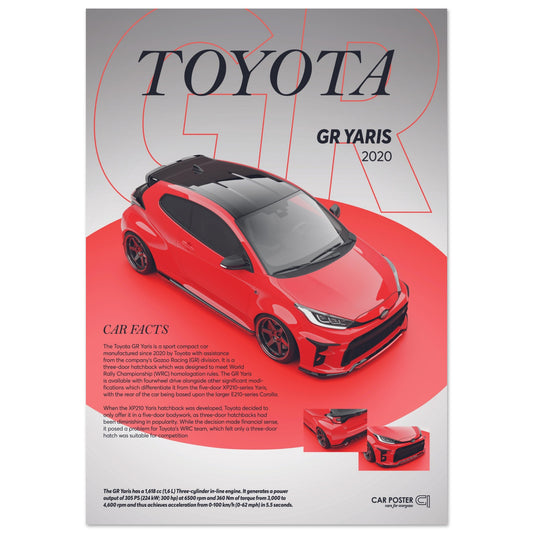 Car Poster - Toyota GR Yaris - Red