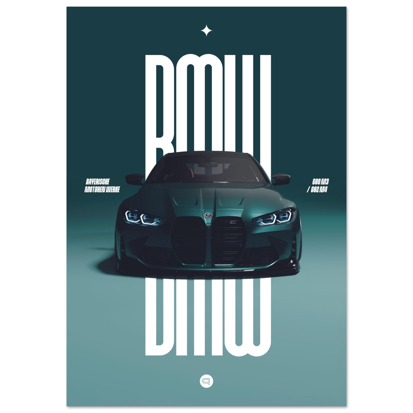 Car Poster - BMW G80 M3 / G82 M4 Bumper - Darkgreen