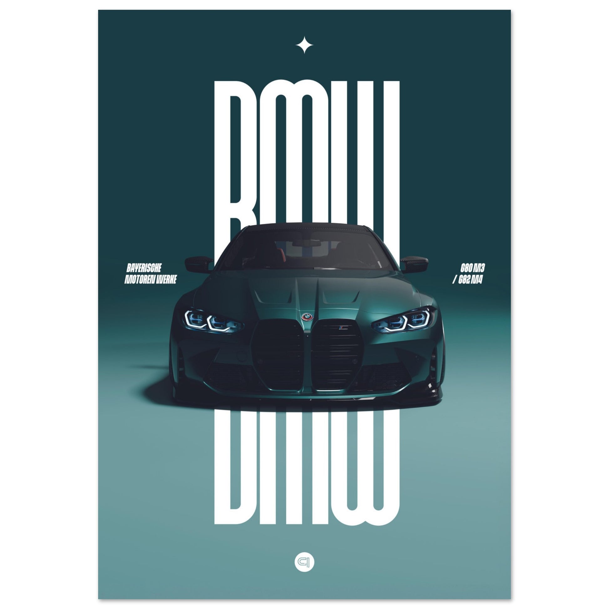 Car Poster - BMW G80 M3 / G82 M4 Bumper - Darkgreen