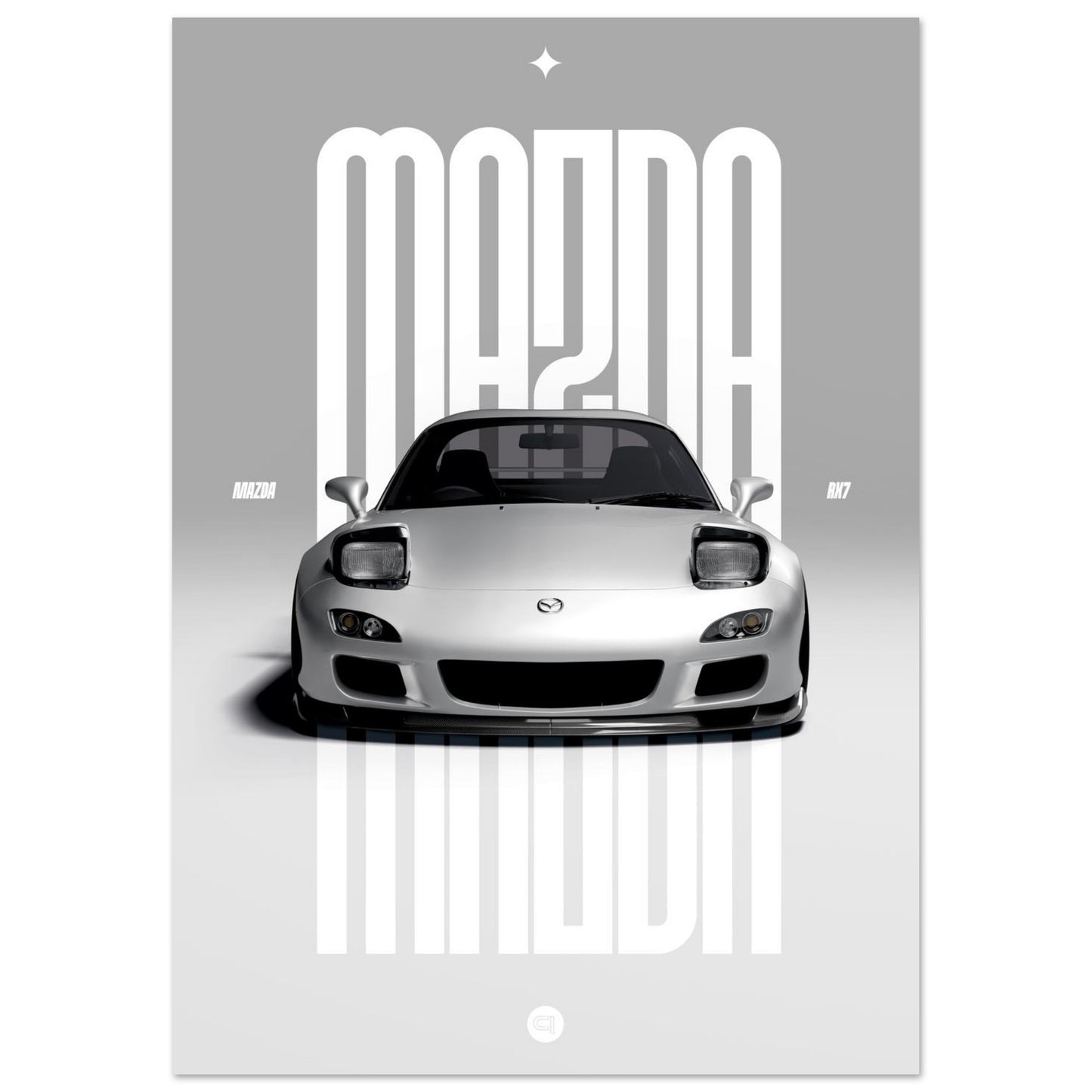 Car Poster - Mazda RX7 - White Pop up