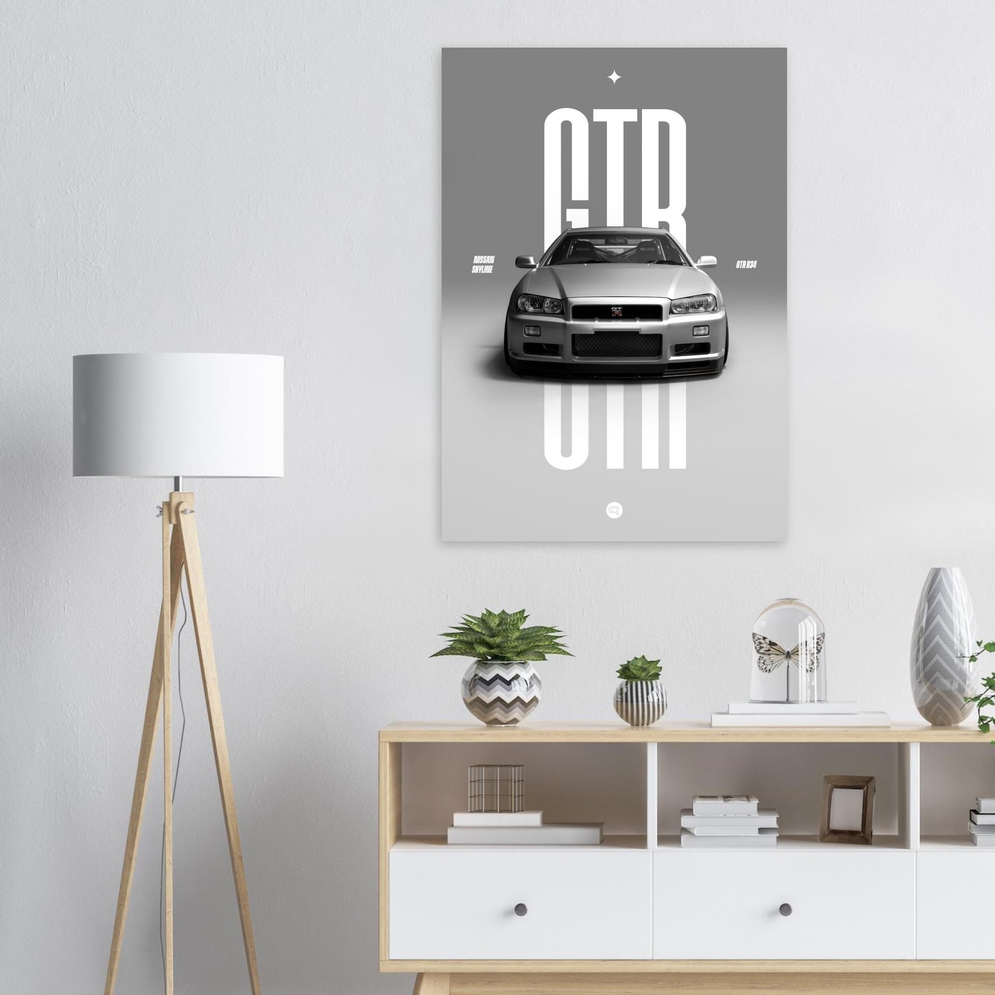 Car Poster - Nissan Skyline GTR R34 - White
