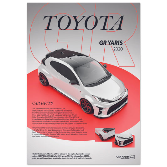 Car Poster - Toyota GR Yaris - White