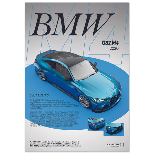Car Poster - BMW G82 M4 - Blue