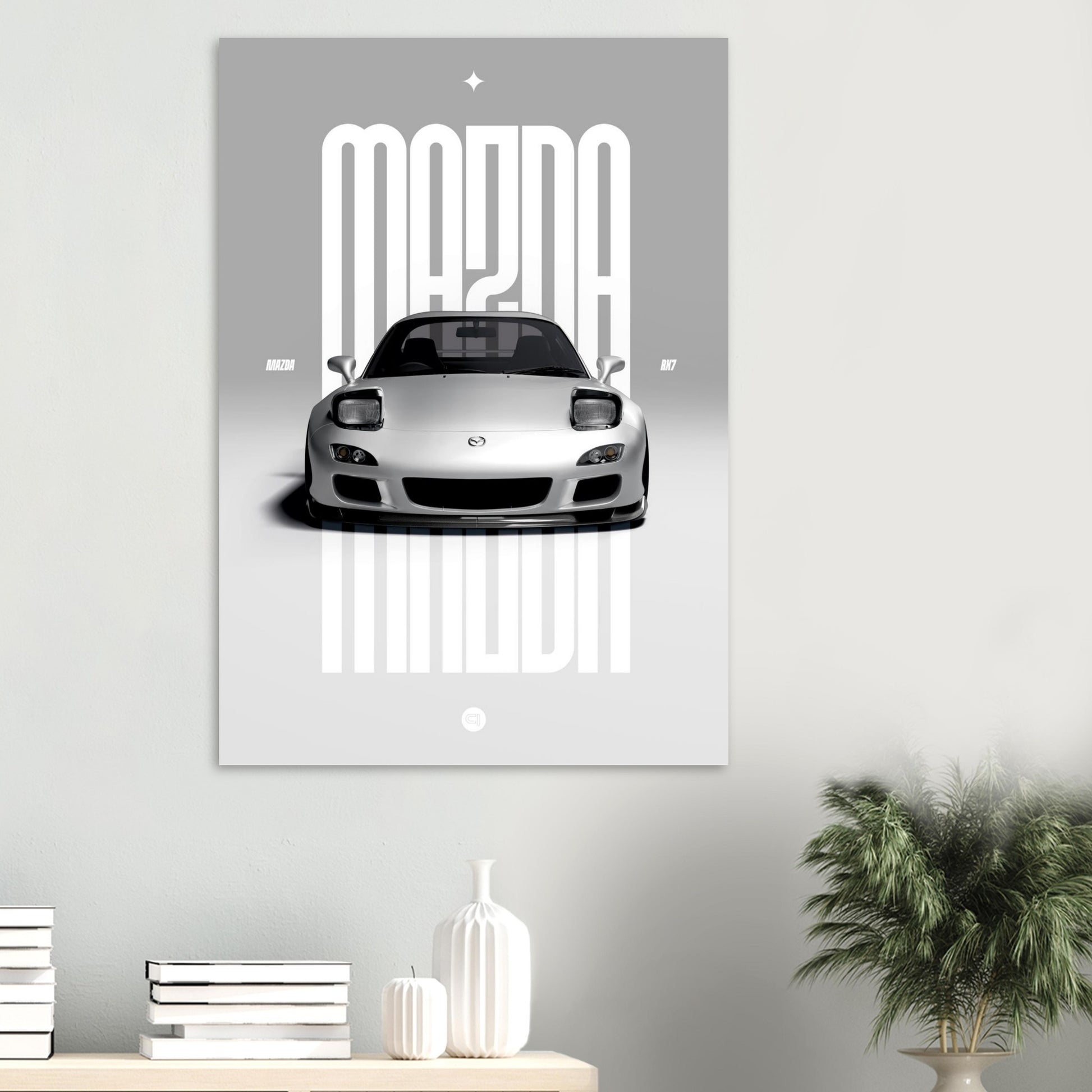 Car Poster - Mazda RX7 - White Pop up