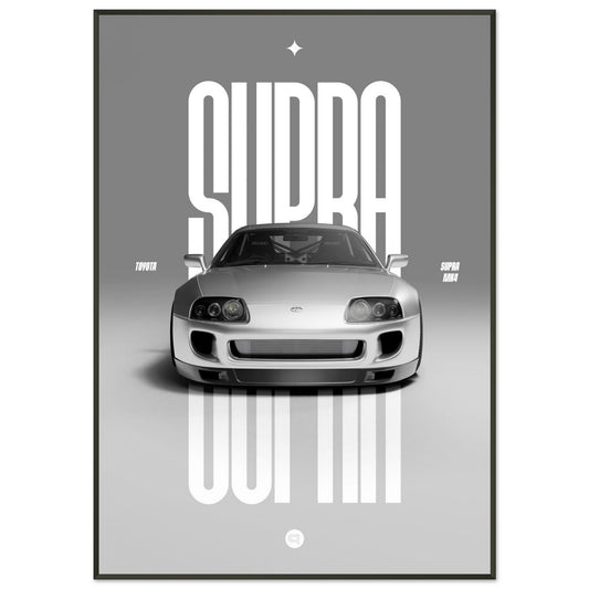 Framed Car Poster - Toyota Supra MK4 - White