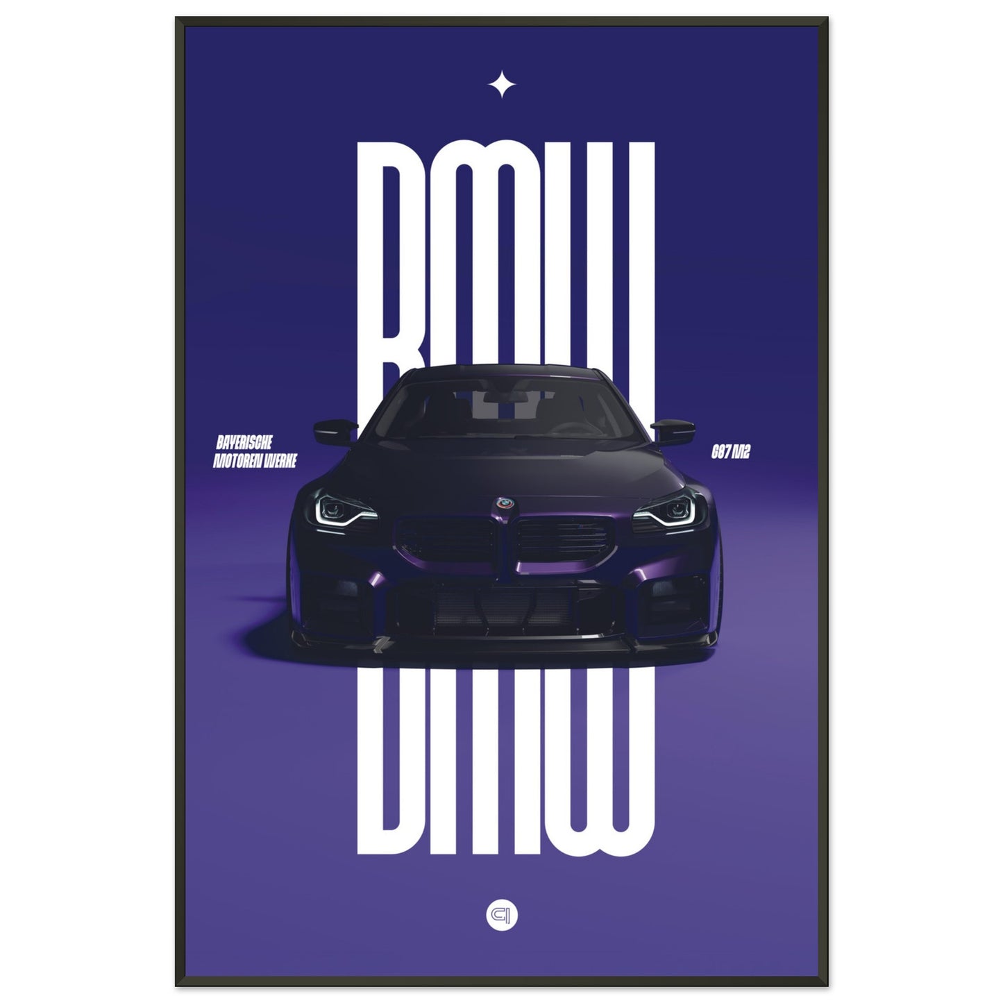 Framed Car Poster - BMW G87 M2 - Purble