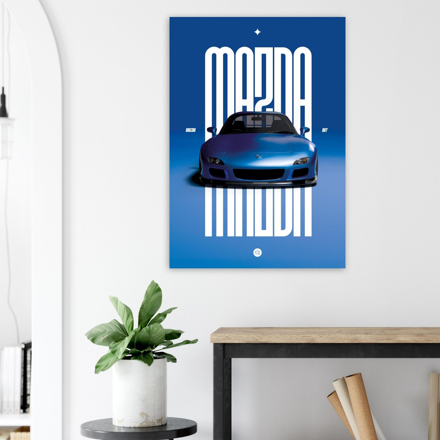 Car Poster - Mazda RX7 - Blue
