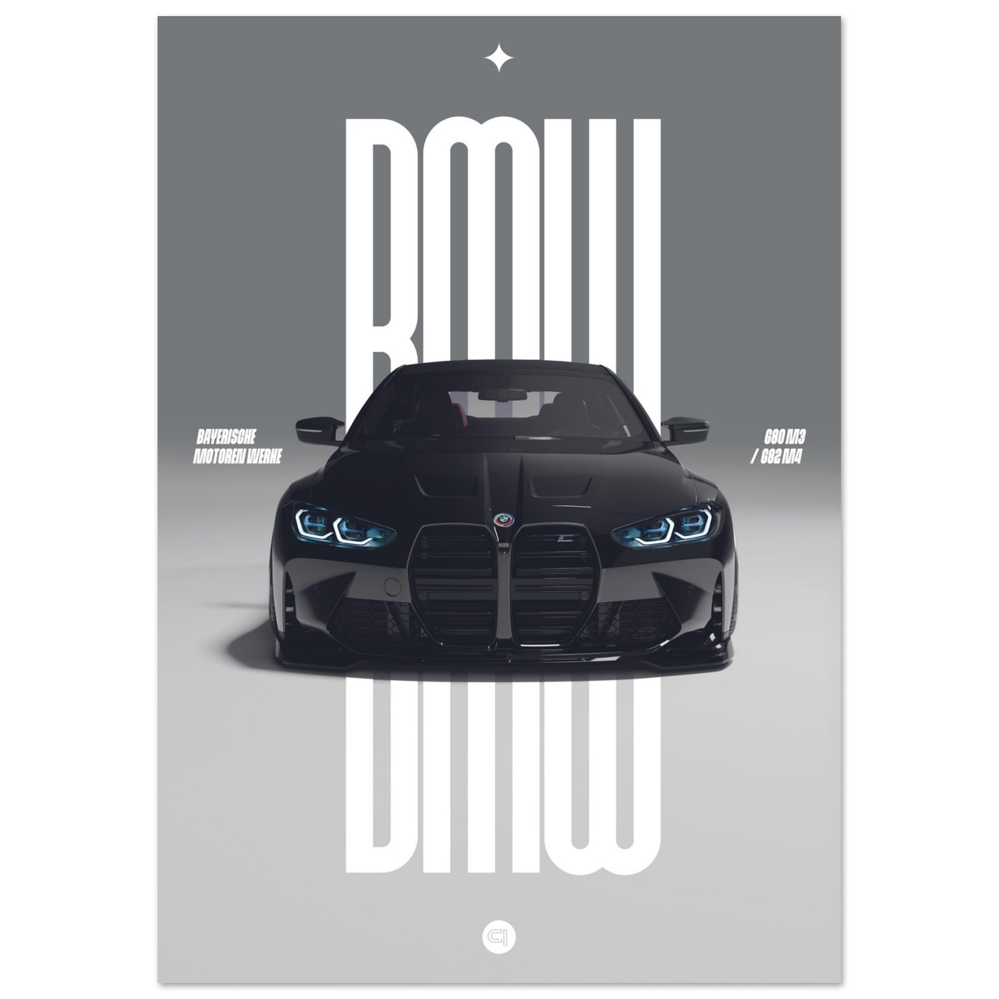 Car Poster - BMW G80 M3 / G82 M4 Bumper - Black
