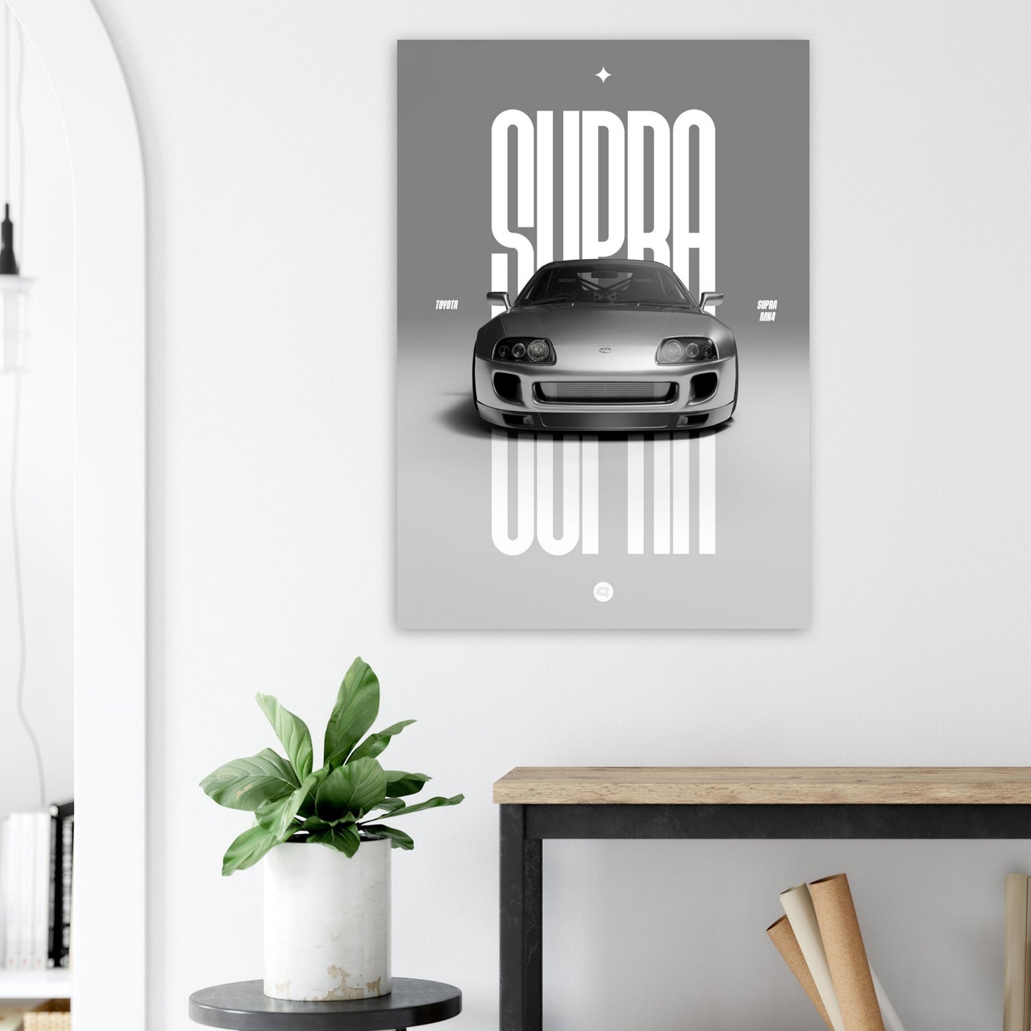 Car Poster - Toyota Supra MK4 - Silver