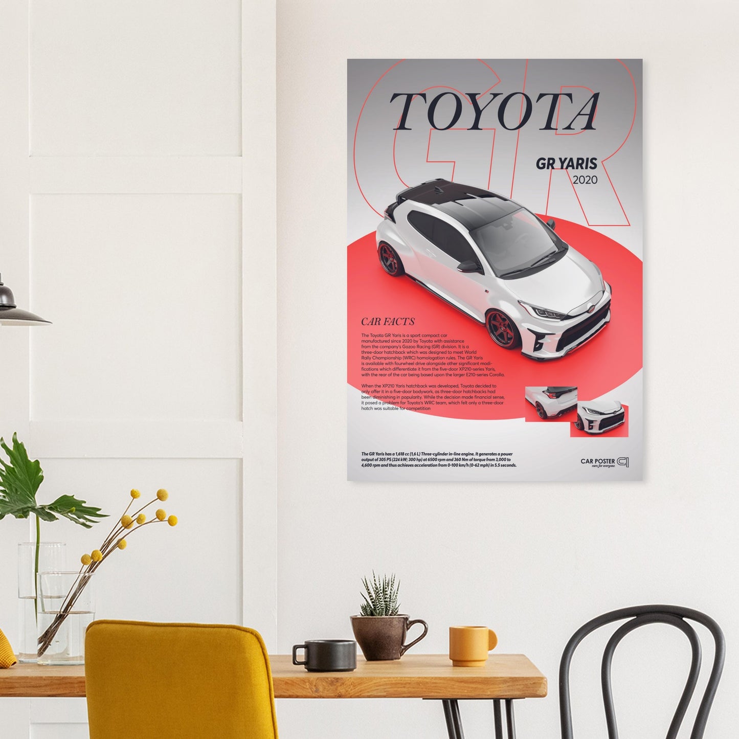 Car Poster - Toyota GR Yaris - White