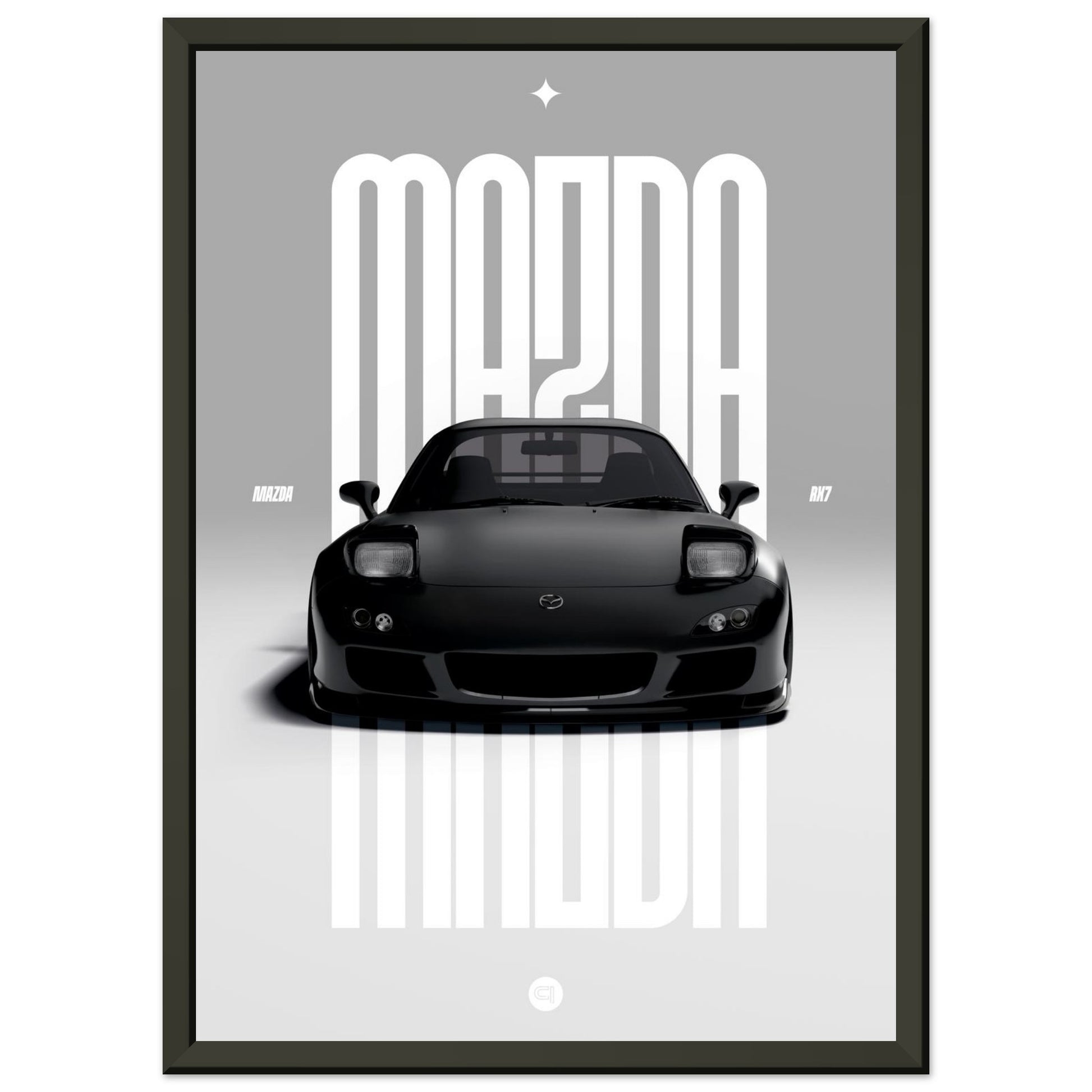 Framed Car Poster - Mazda RX7 - Black Pop up