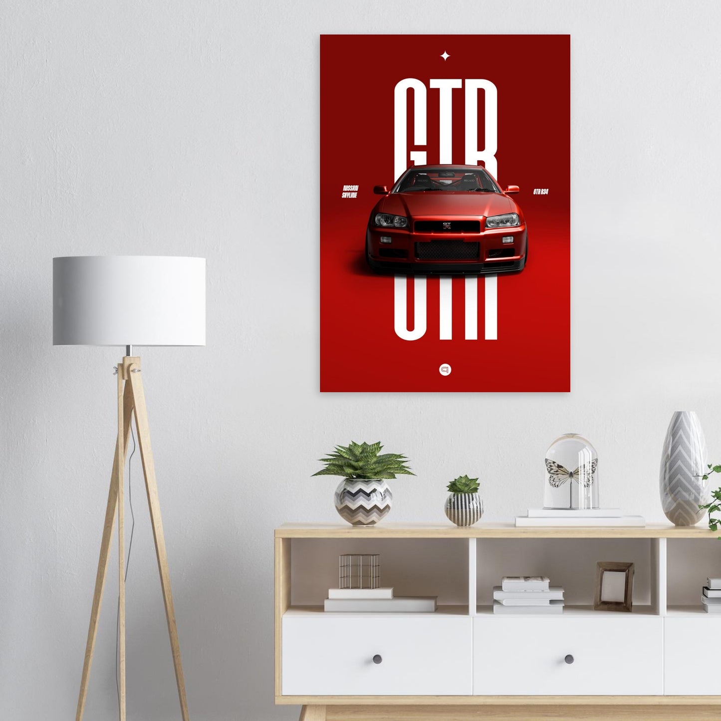 Car Poster - Nissan Skyline GTR R34 - Red