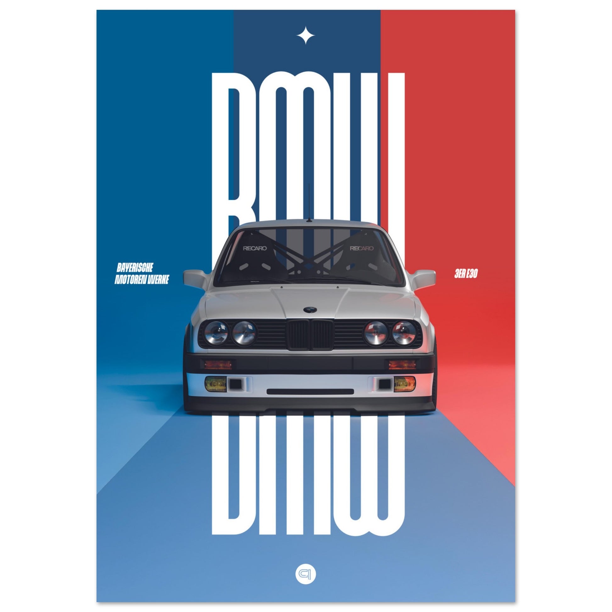 Car Poster - BMW E30 - M Color