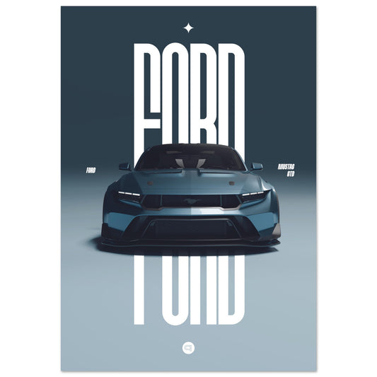 Car Poster - Ford Mustang GTD - Blue