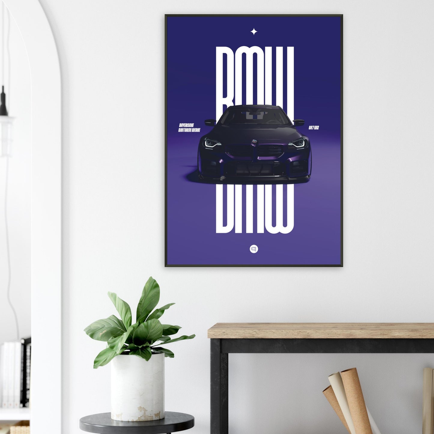 Framed Car Poster - BMW G87 M2 - Purble