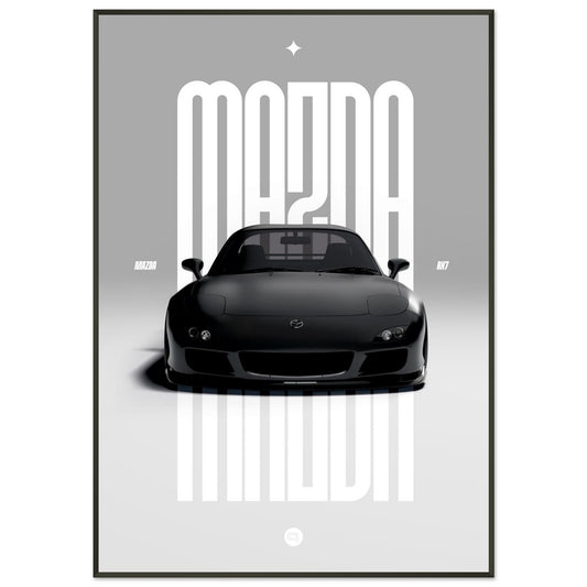 Framed Car Poster - Mazda RX7 - Black