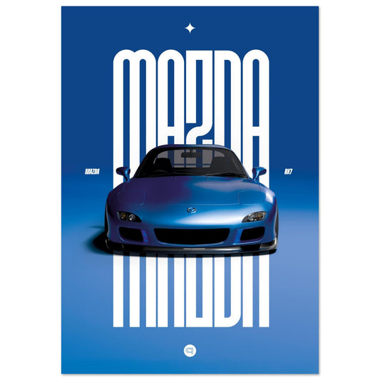 Car Poster - Mazda RX7 - Blue