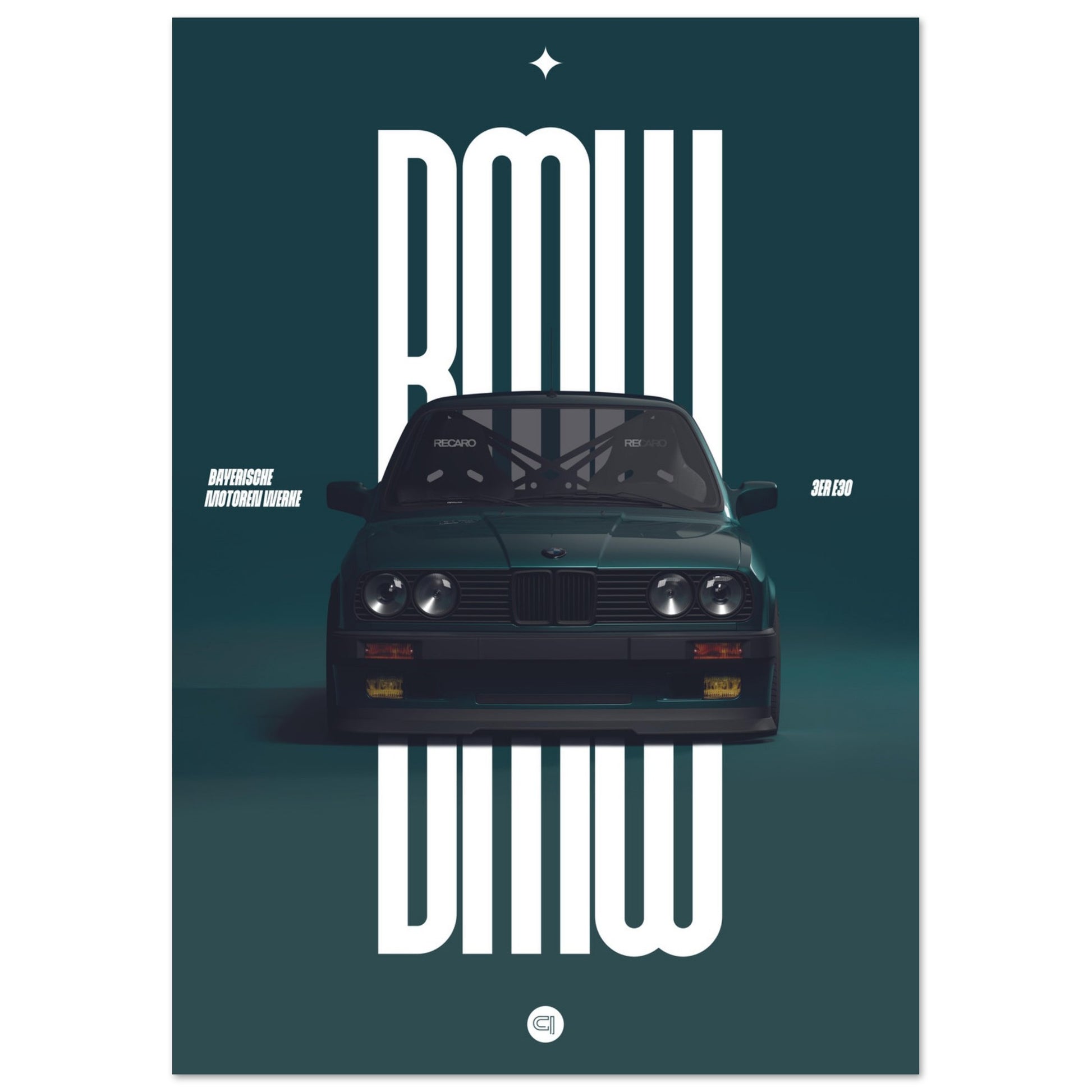 Car Poster - BMW E30 - Green