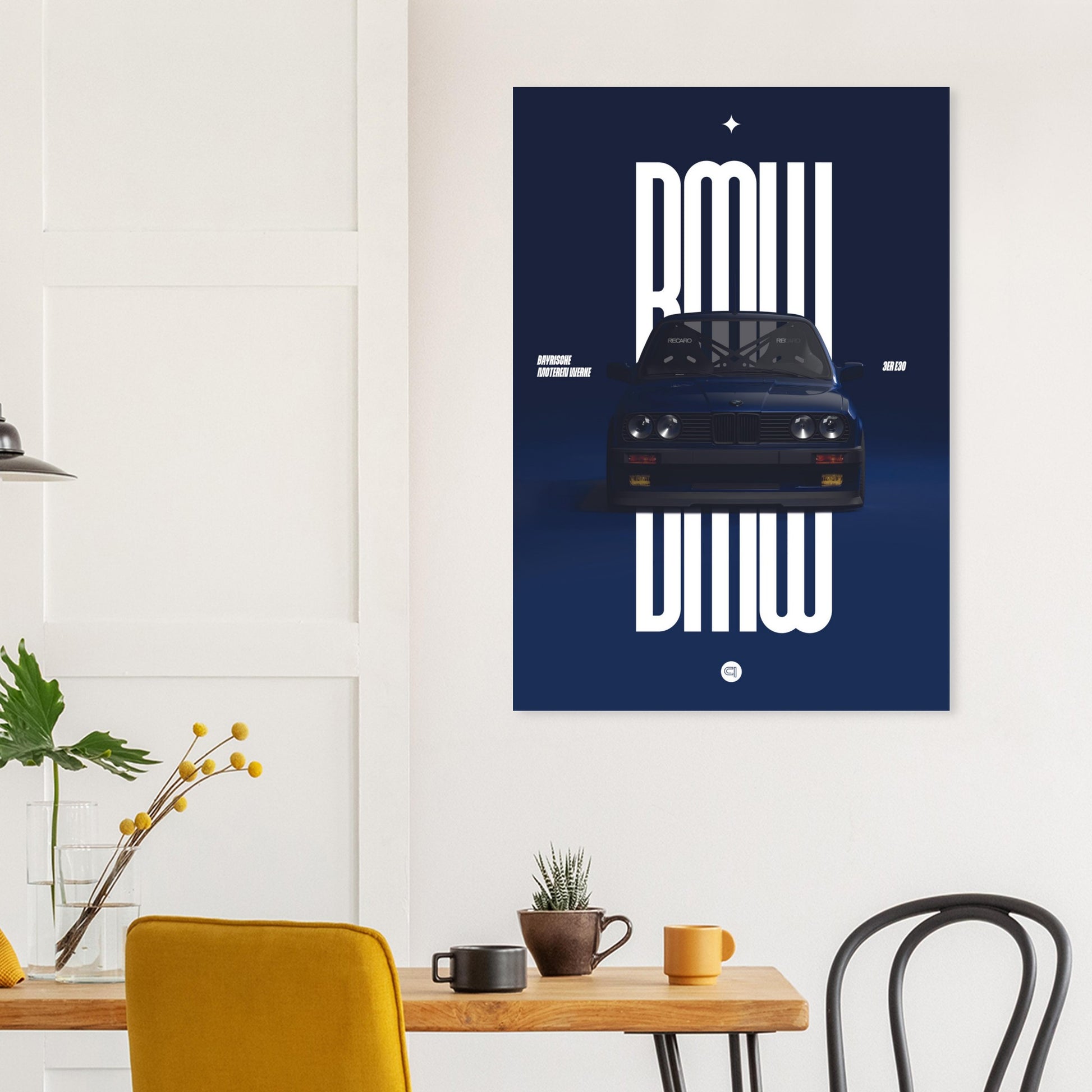 Car Poster - BMW E30 - Darkblue