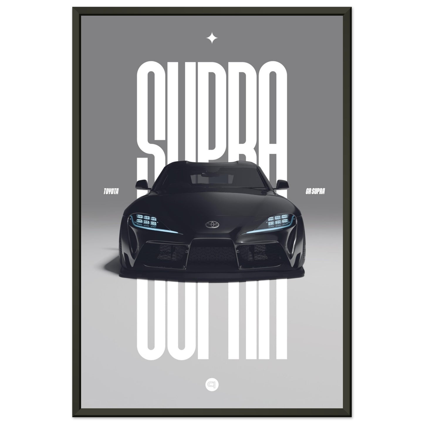 Framed Car Poster - Toyota GR Supra Bumper - Black