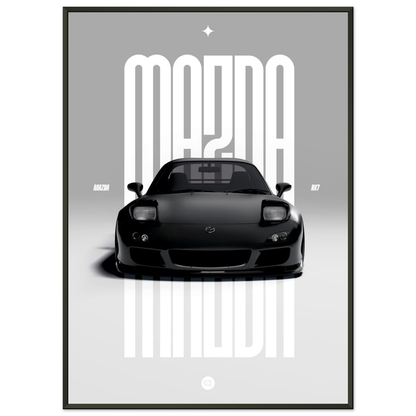 Framed Car Poster - Mazda RX7 - Black Pop up