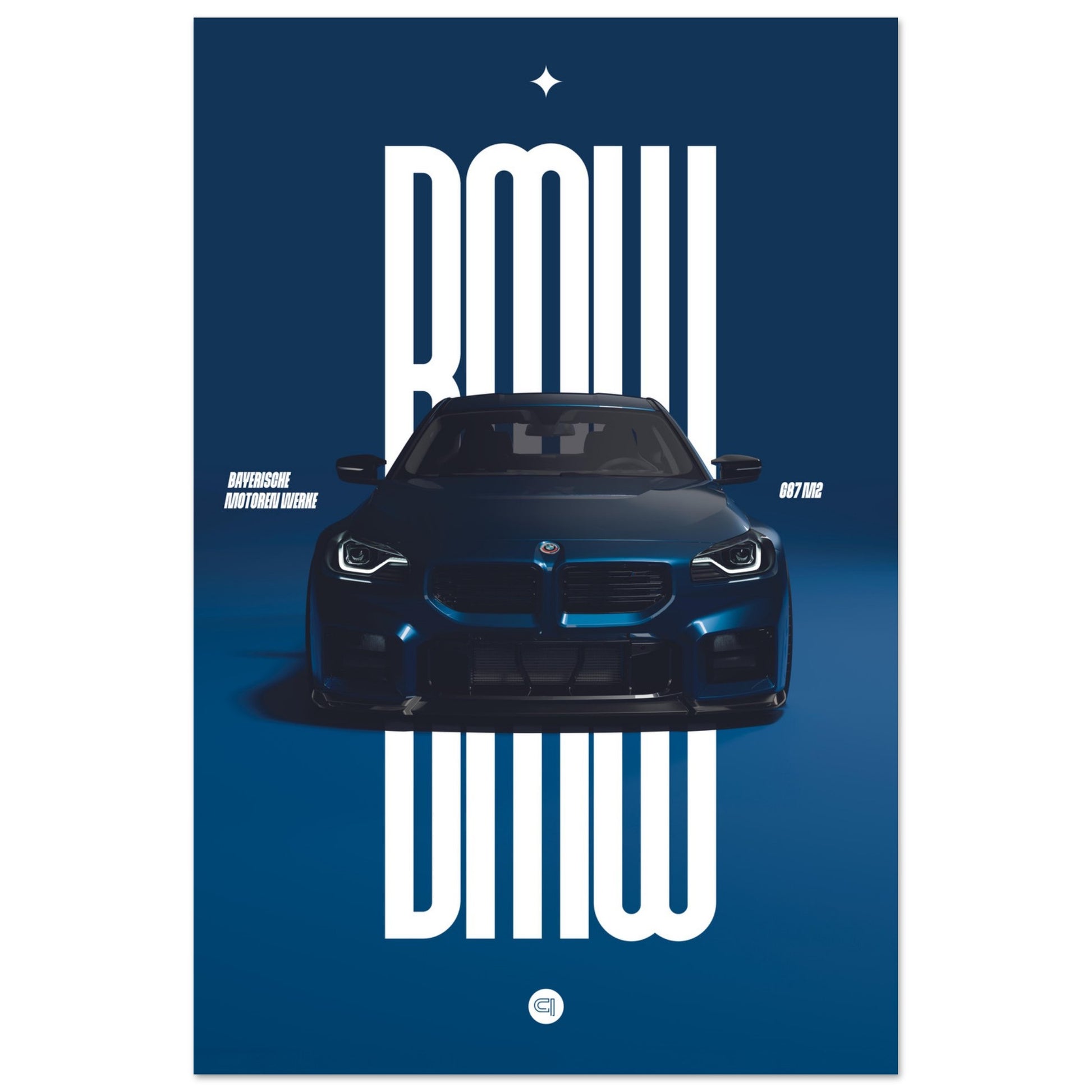 Car Poster - BMW G87 M2 - Darkblue
