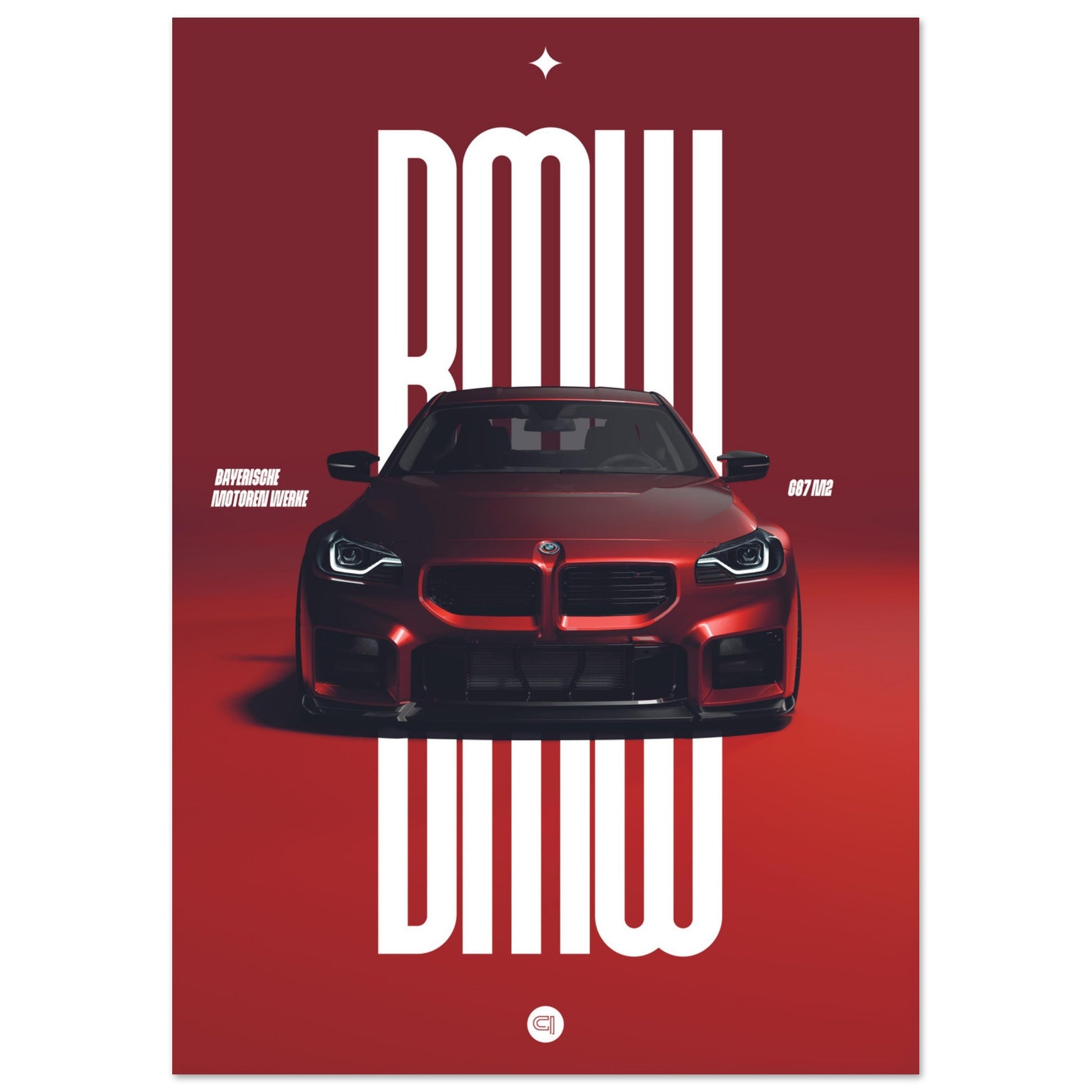 Car Poster - BMW G87 M2 - Red