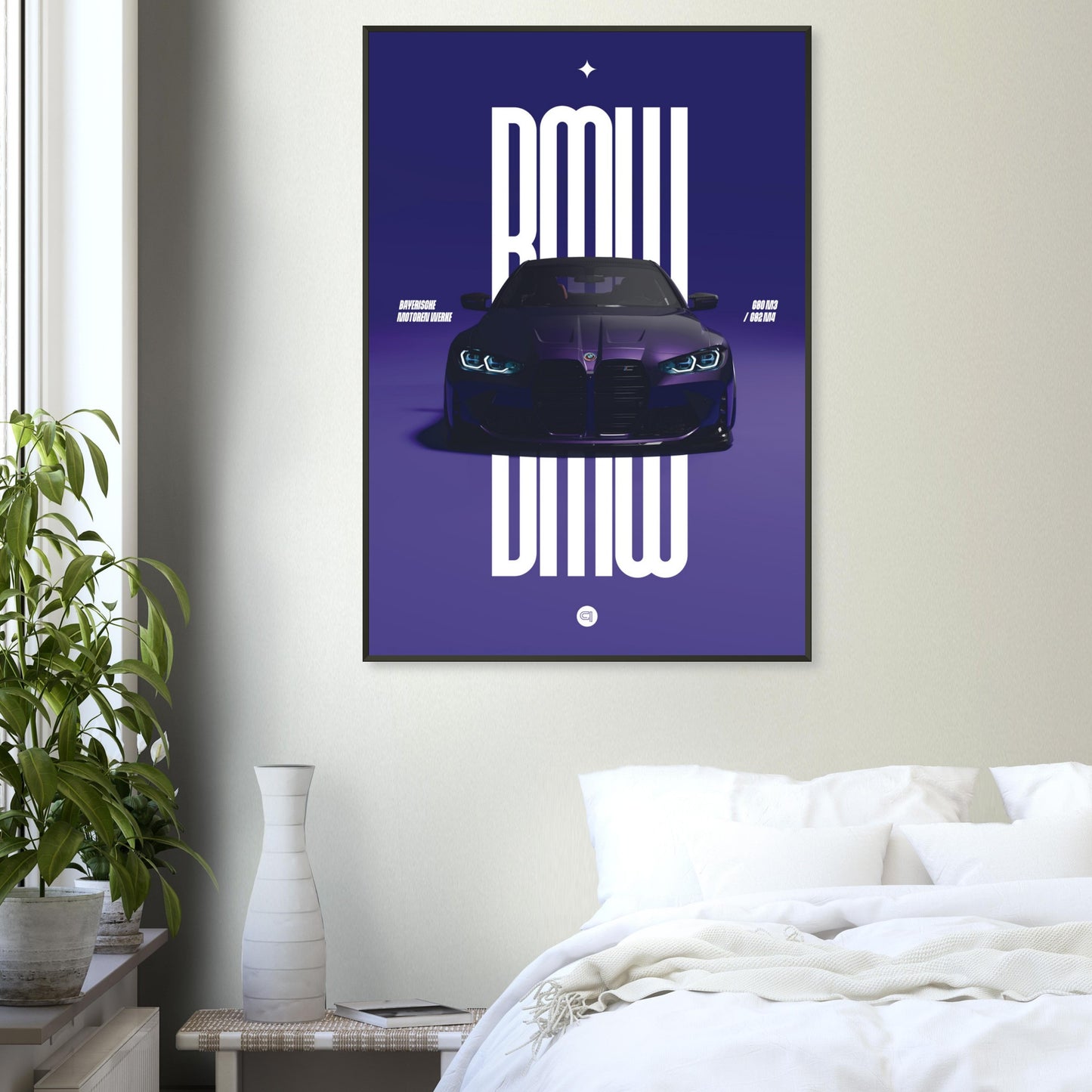 Framed Car Poster - BMW G80 M3 / G82 M4 Bumper - Darkpurple