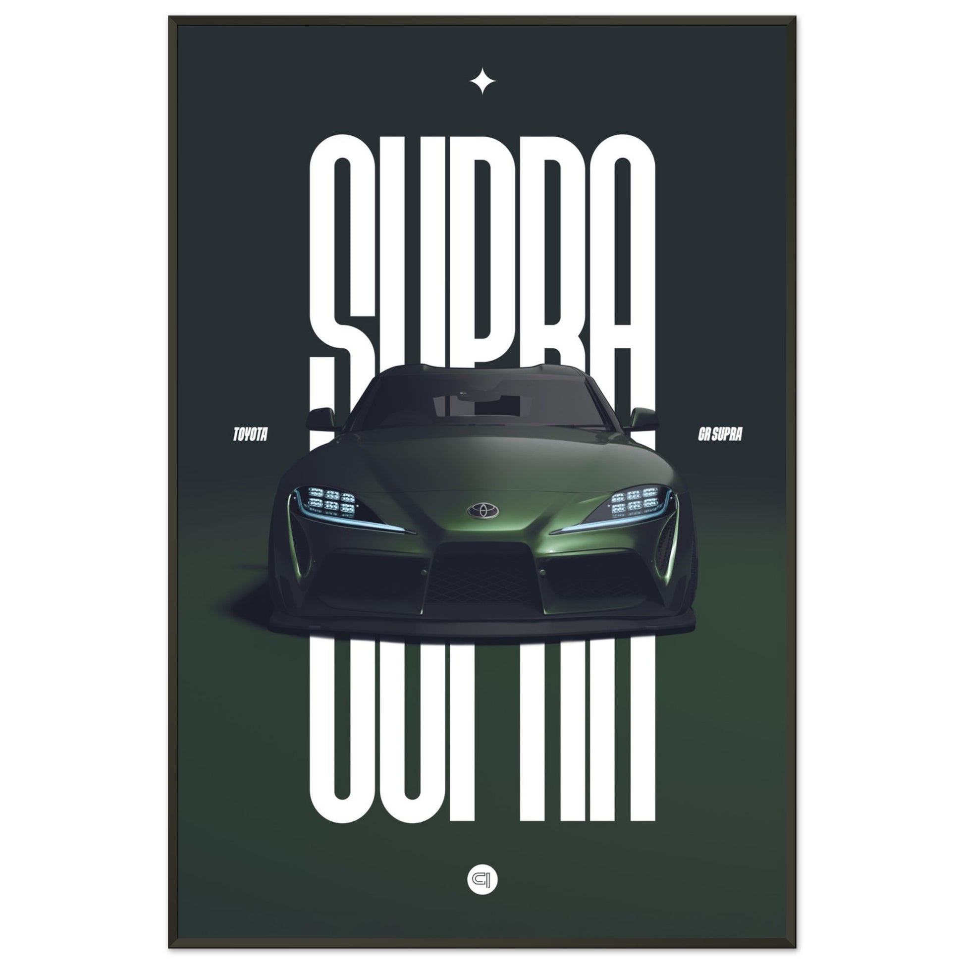 Framed Car Poster - Toyota GR Supra Bumper - Green