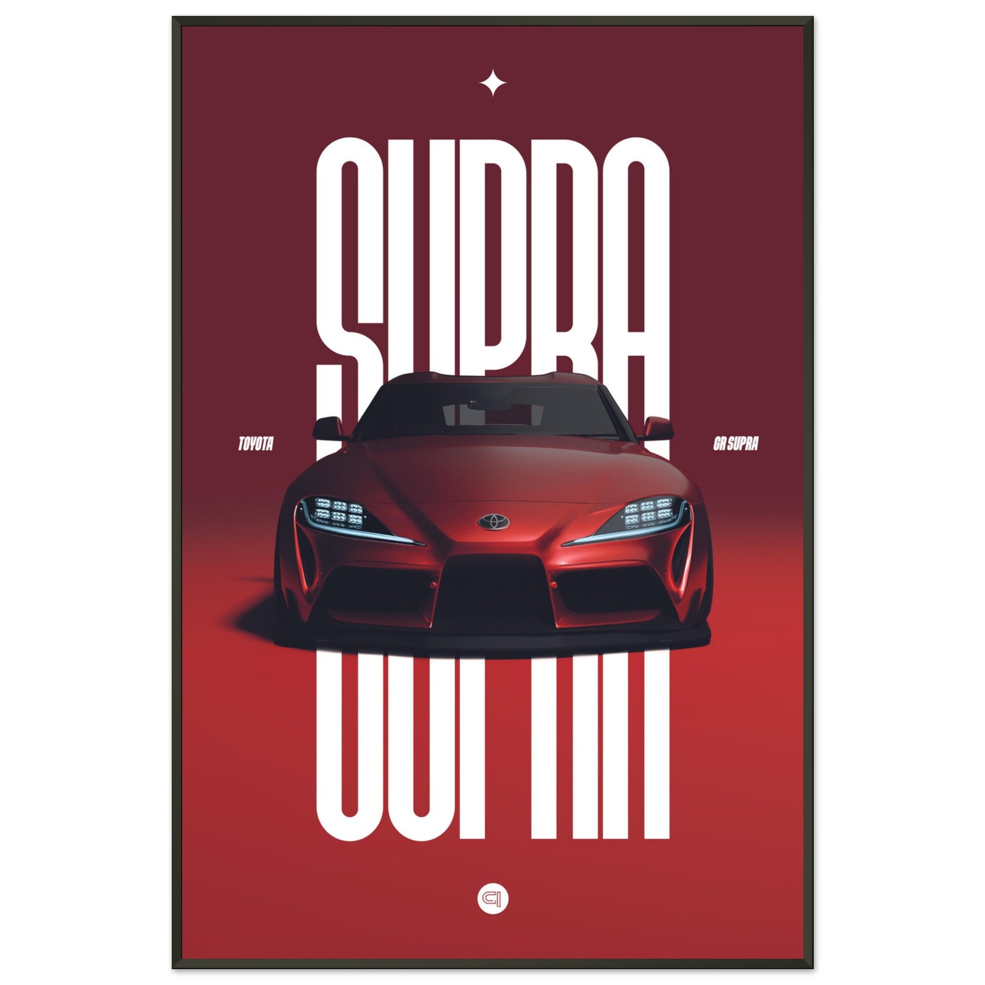 Framed Car Poster - Toyota GR Supra Bumper - Red