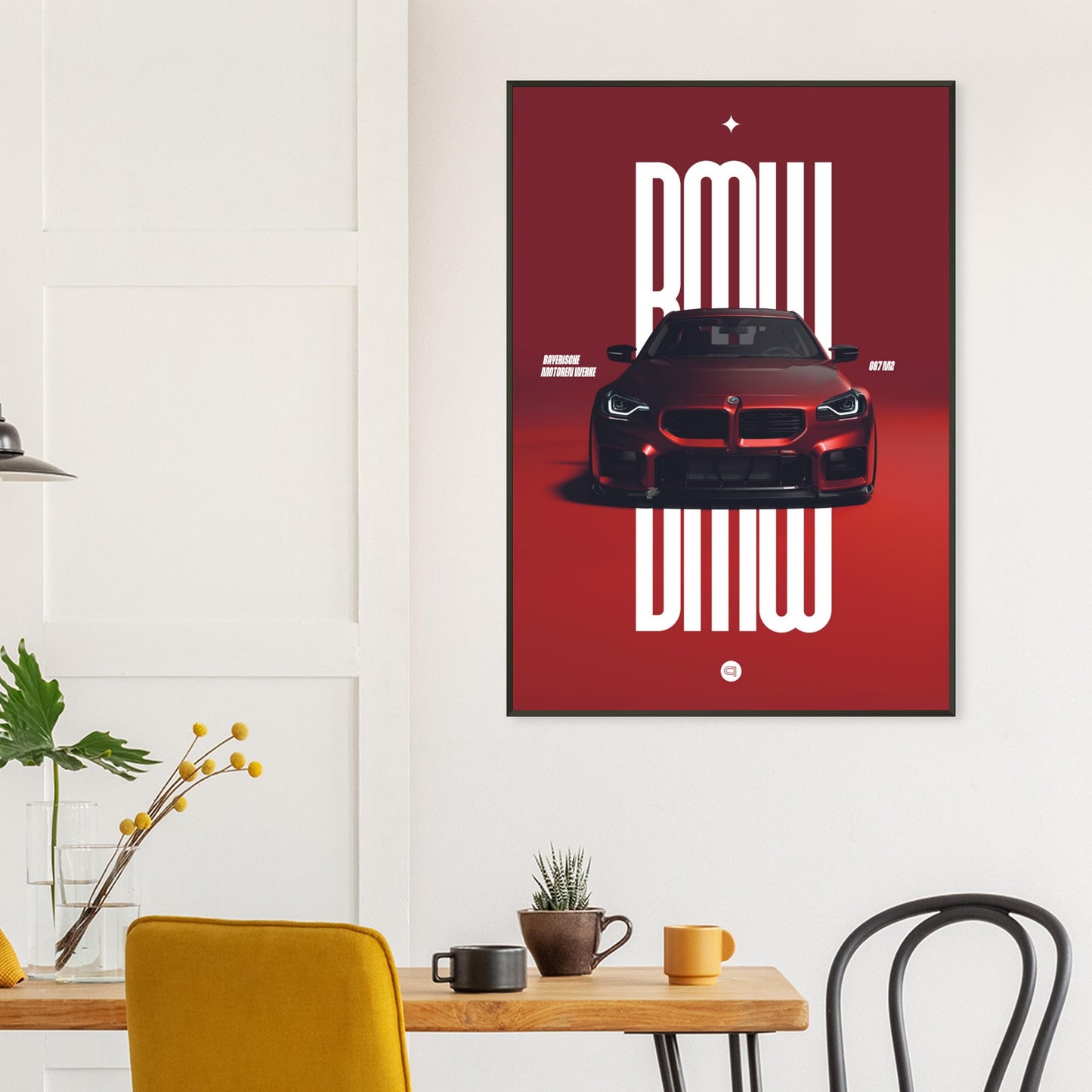 Framed Car Poster - BMW G87 M2 - Red