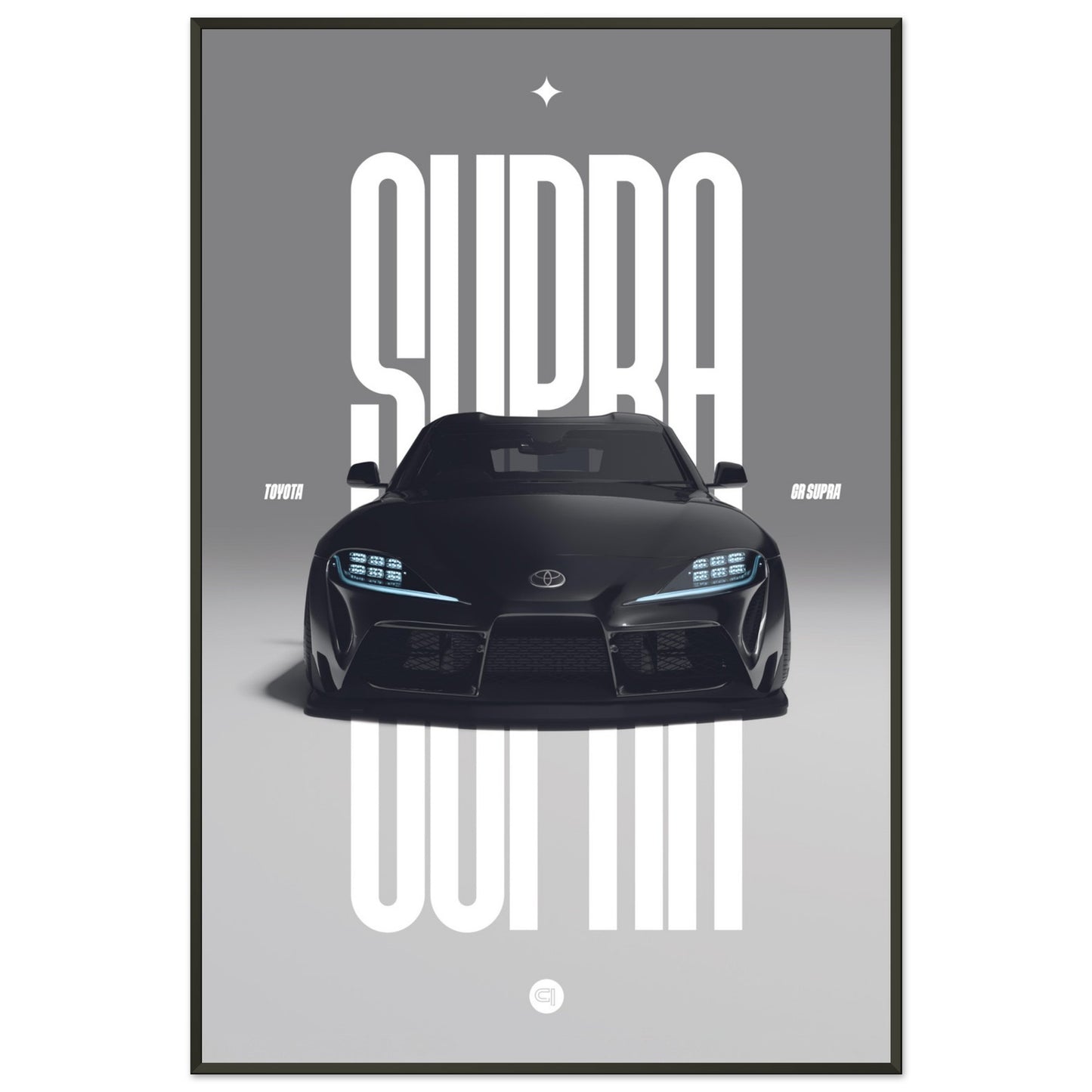 Framed Car Poster - Toyota GR Supra Bumper - Black