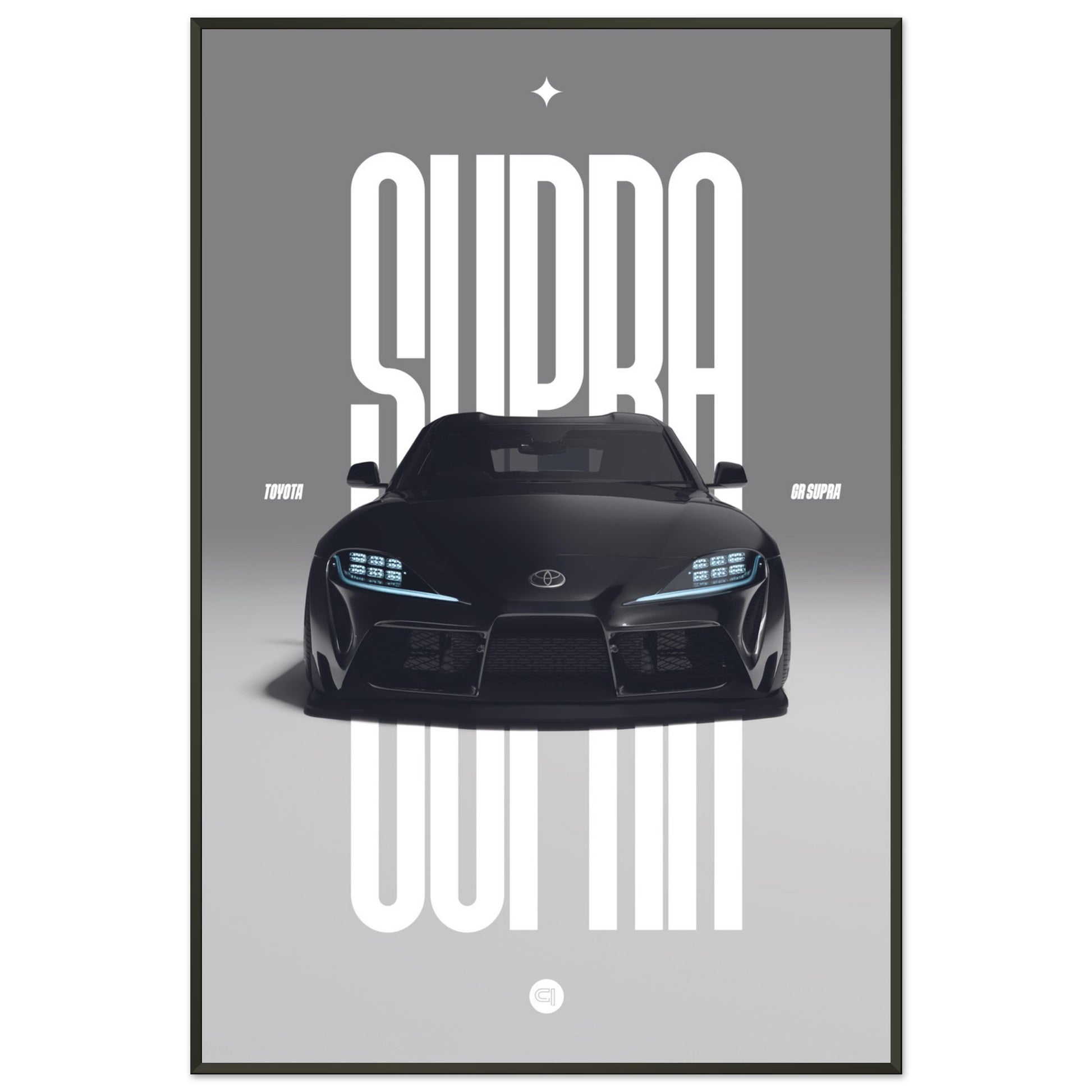 Framed Car Poster - Toyota GR Supra Bumper - Black