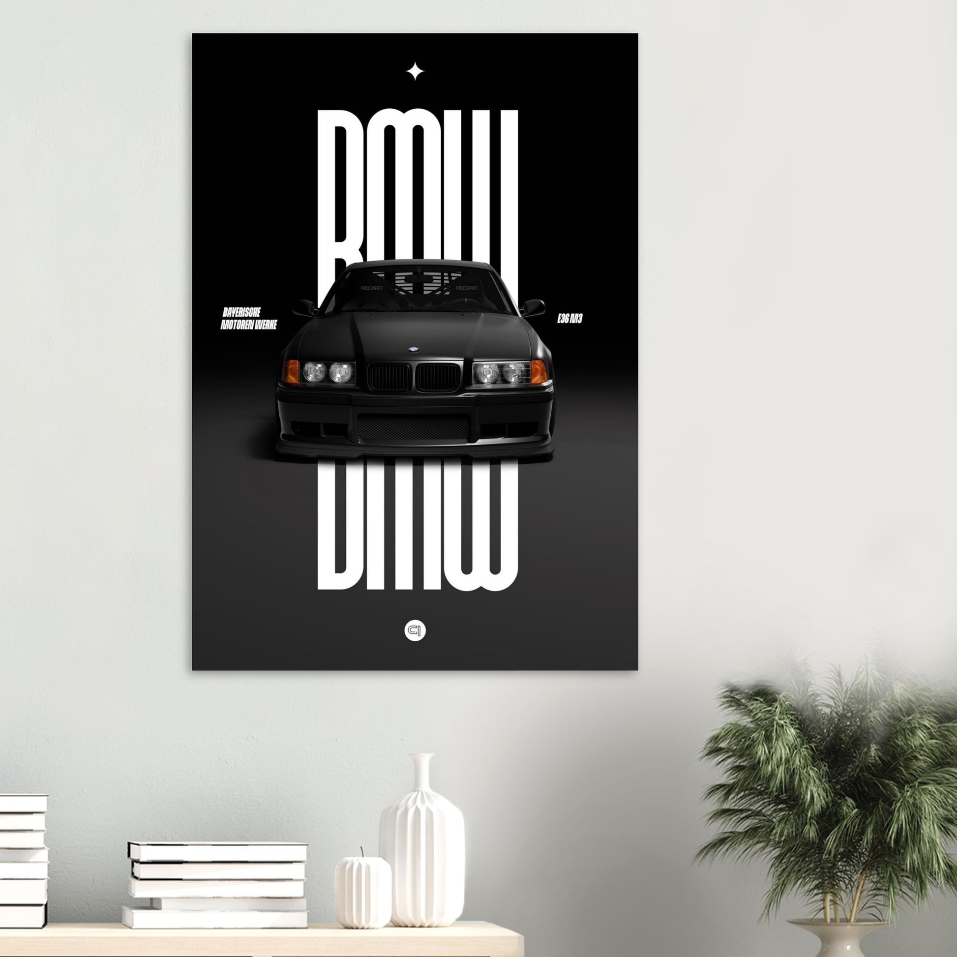 Car Poster - BMW E36 - Black