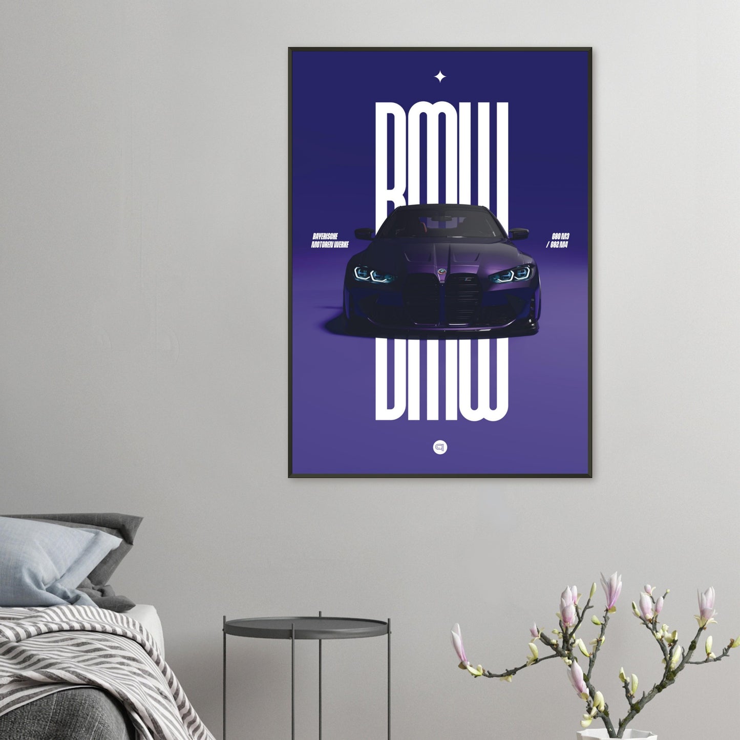Framed Car Poster - BMW G80 M3 / G82 M4 Bumper - Darkpurple