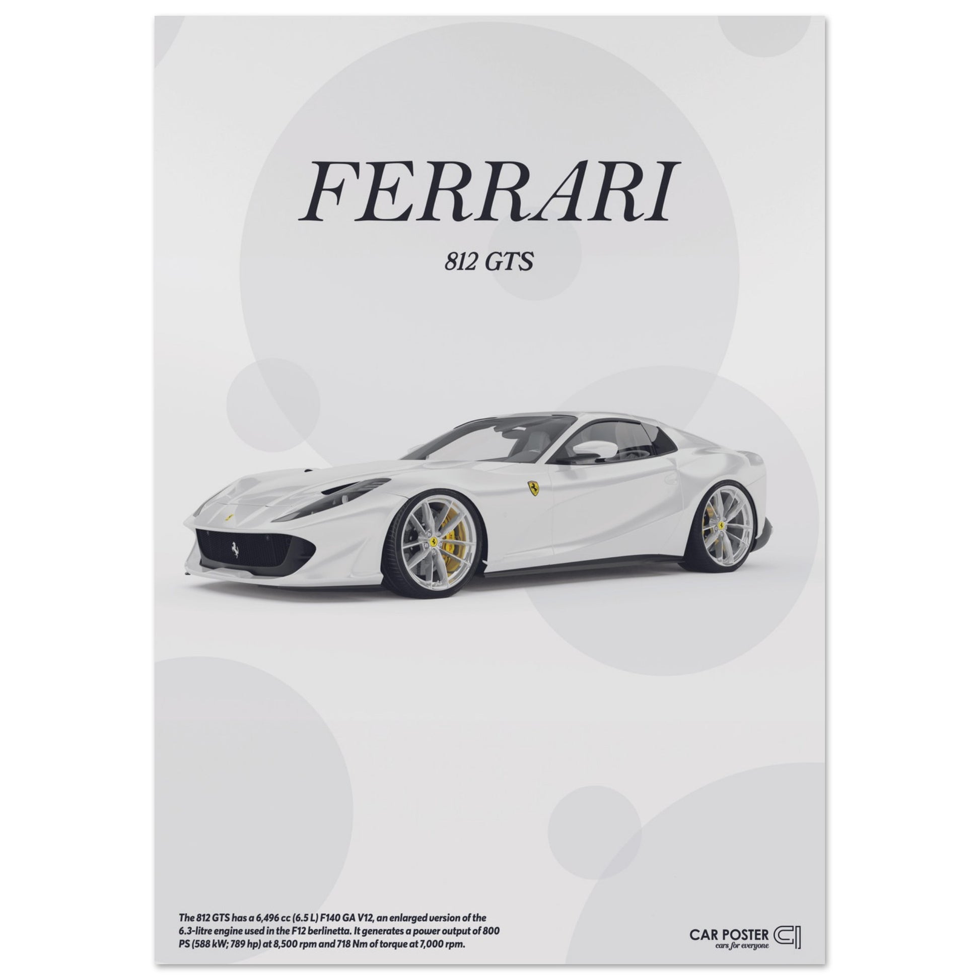 Car Poster - Ferrari 812 GTS Bubblegum - White