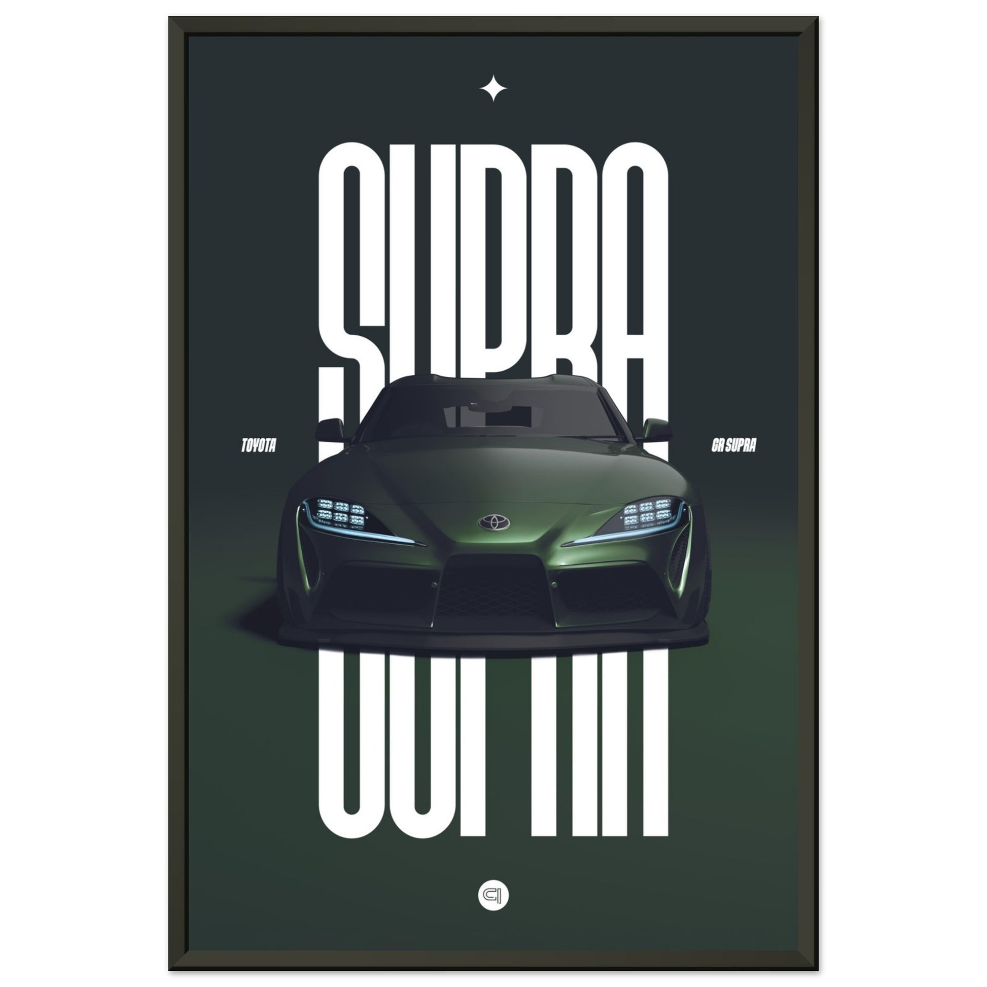 Framed Car Poster - Toyota GR Supra Bumper - Green